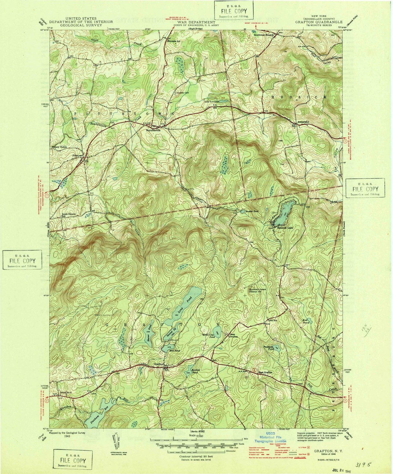 1946 Grafton, NY - New York - USGS Topographic Map