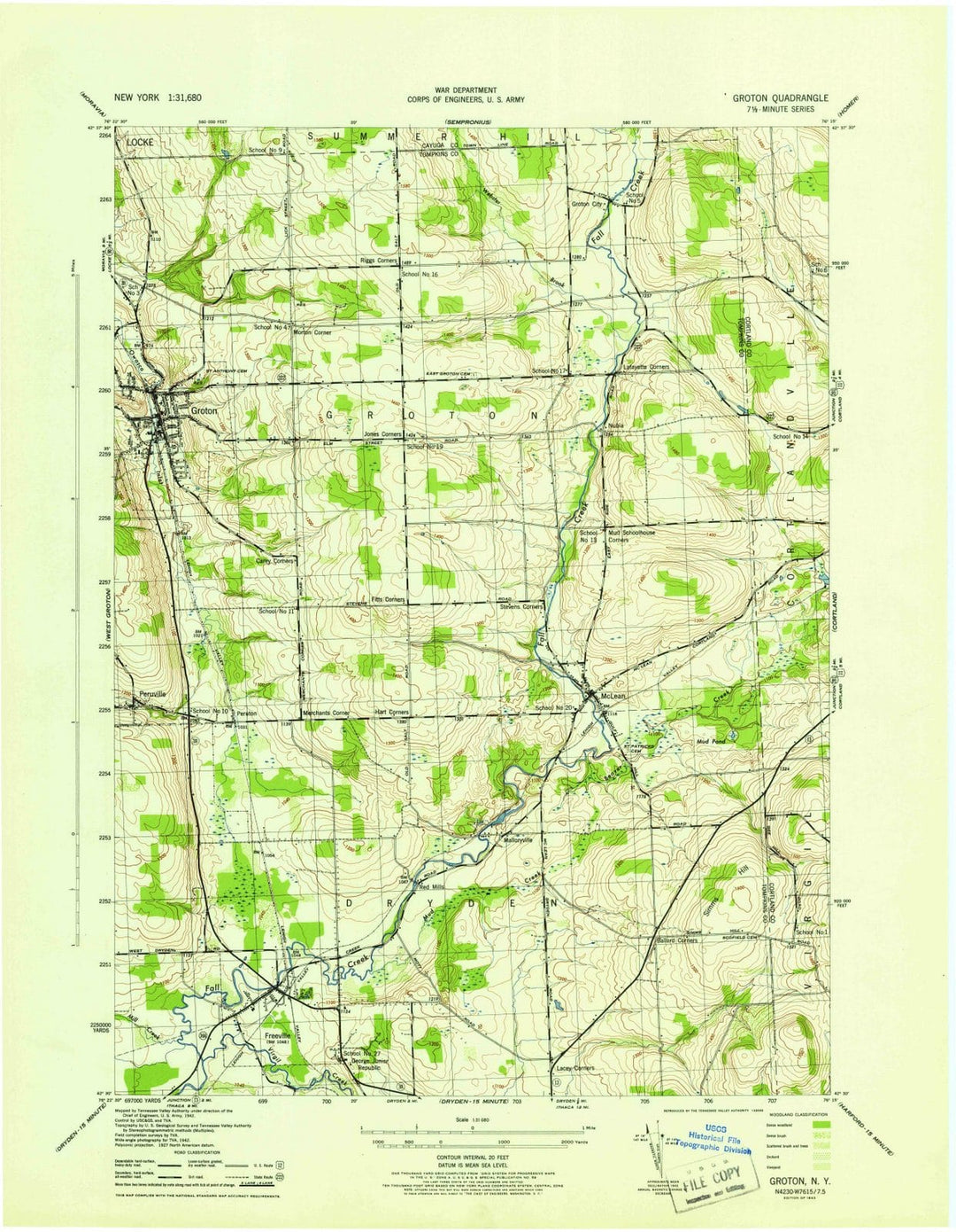 1943 Groton, NY - New York - USGS Topographic Map