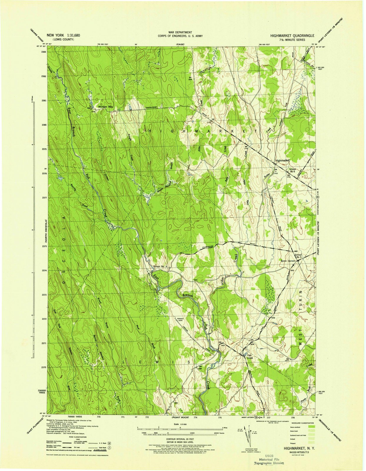 1944 Highmarket, NY - New York - USGS Topographic Map