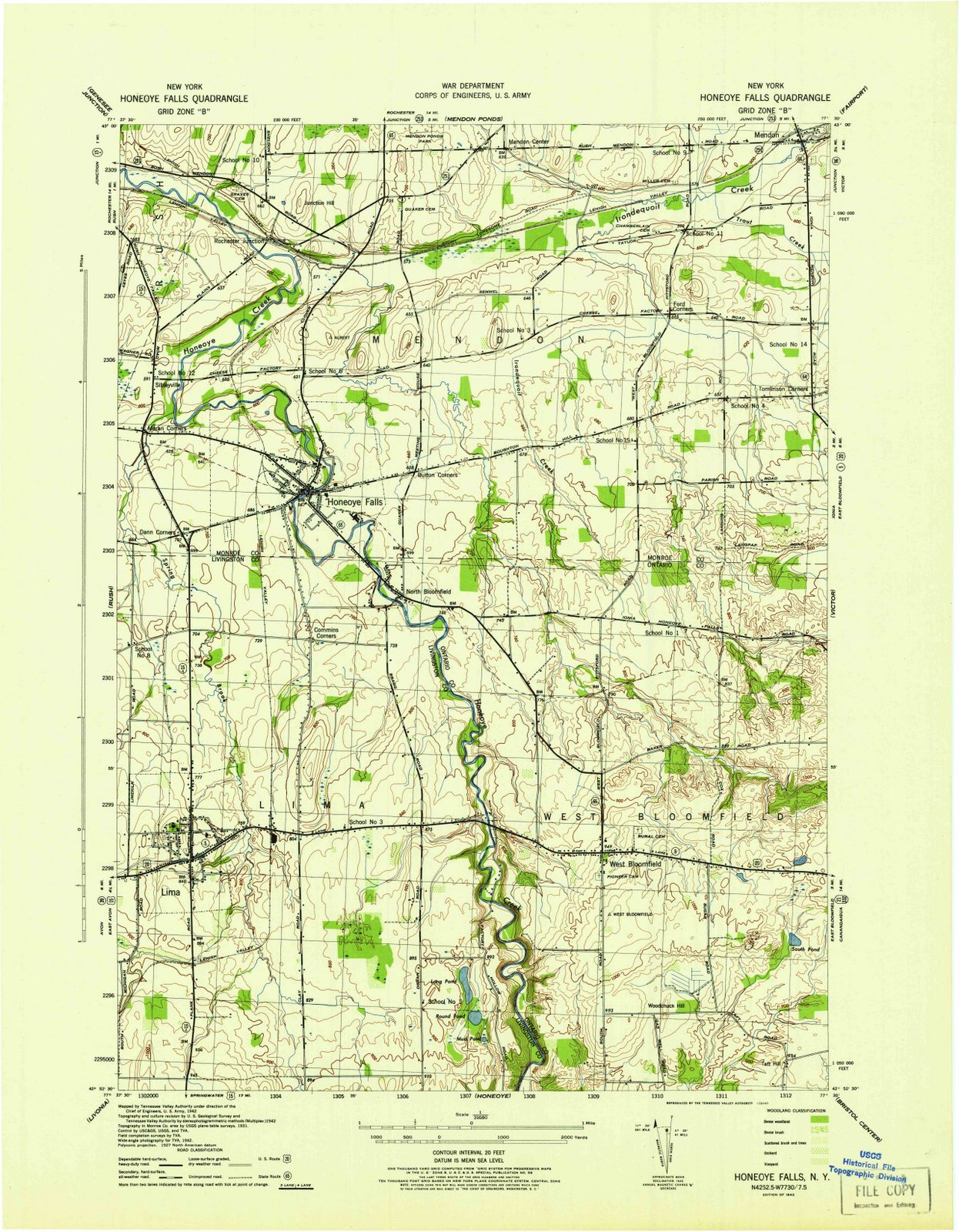 1942 Honeoye Falls, NY - New York - USGS Topographic Map
