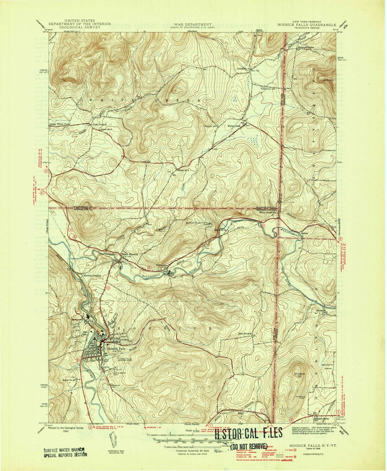 1946 Hoosick Falls, NY - New York - USGS Topographic Map