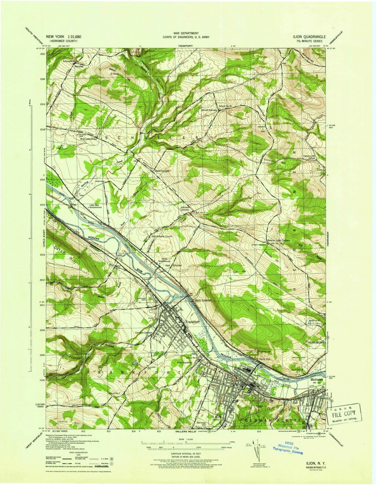 1945 Ilion, NY - New York - USGS Topographic Map