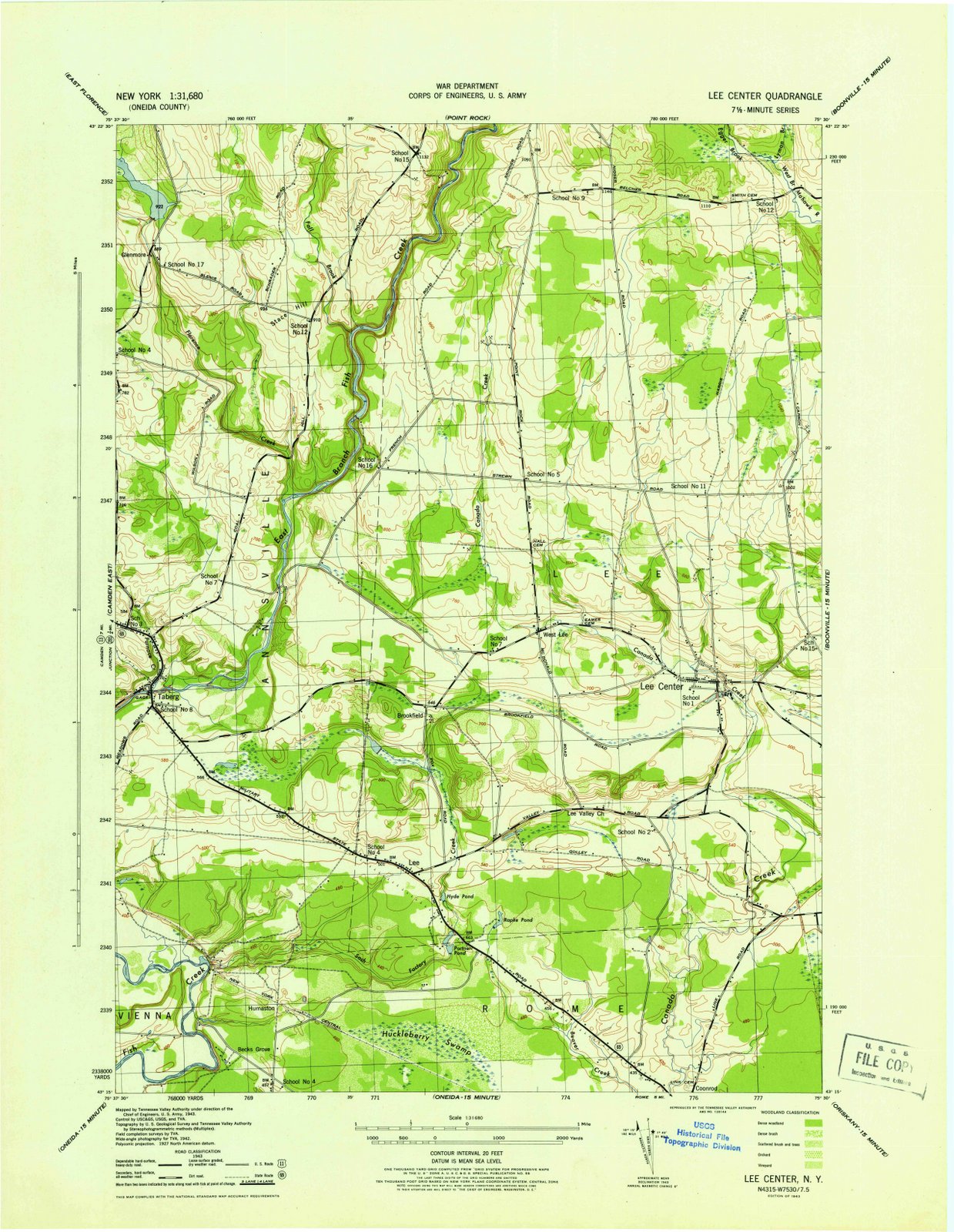 1943 Lee Center, NY - New York - USGS Topographic Map