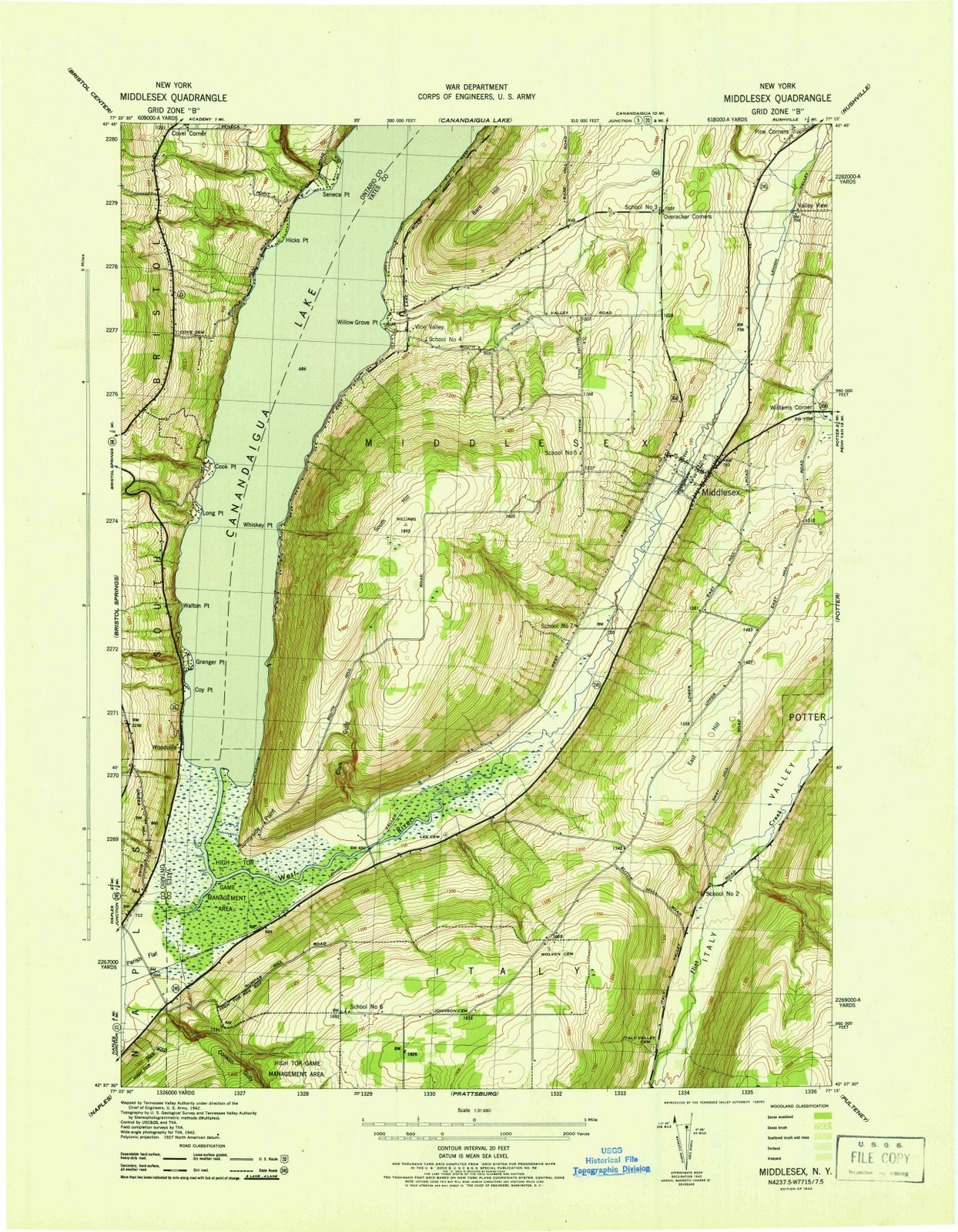 1942 Middlesex, NY - New York - USGS Topographic Map v2
