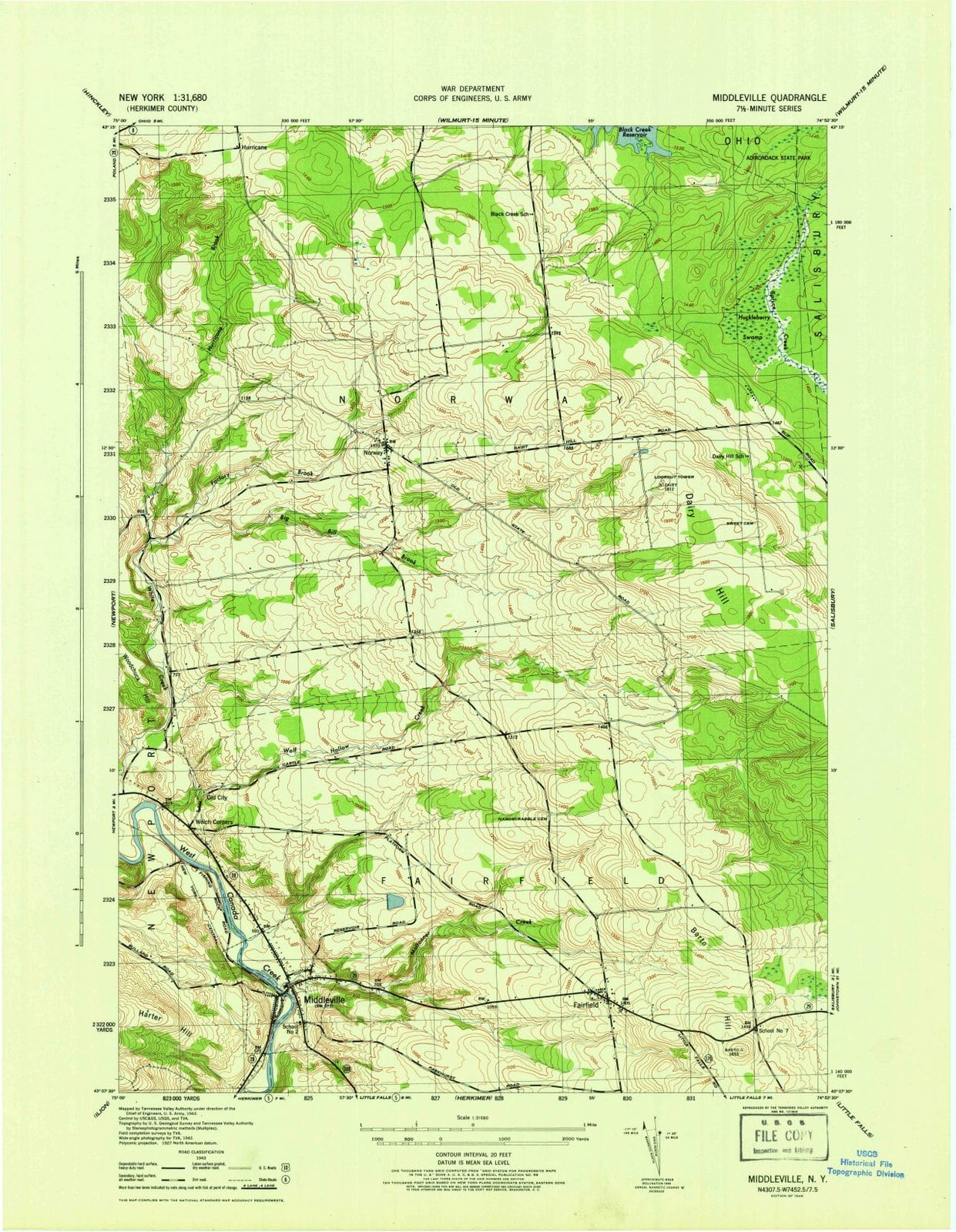1946 Middleville, NY - New York - USGS Topographic Map