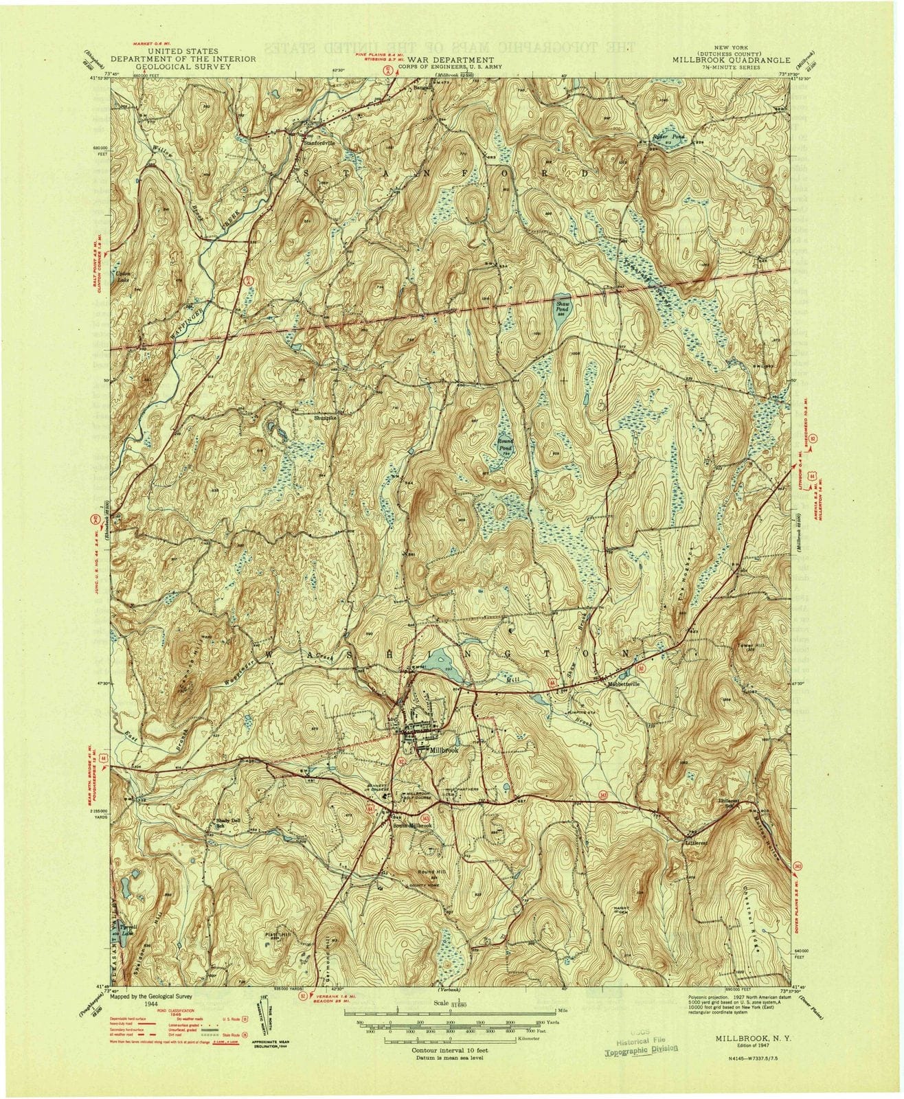 1947 Millbrook, NY - New York - USGS Topographic Map v2