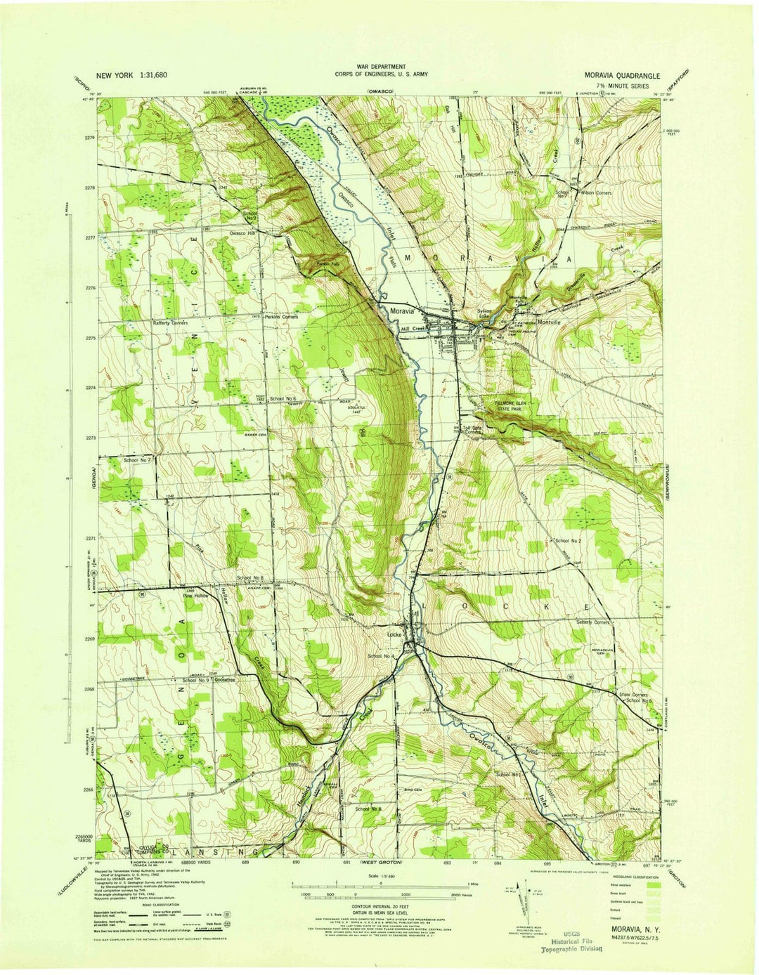 1943 Moravia, NY - New York - USGS Topographic Map v2
