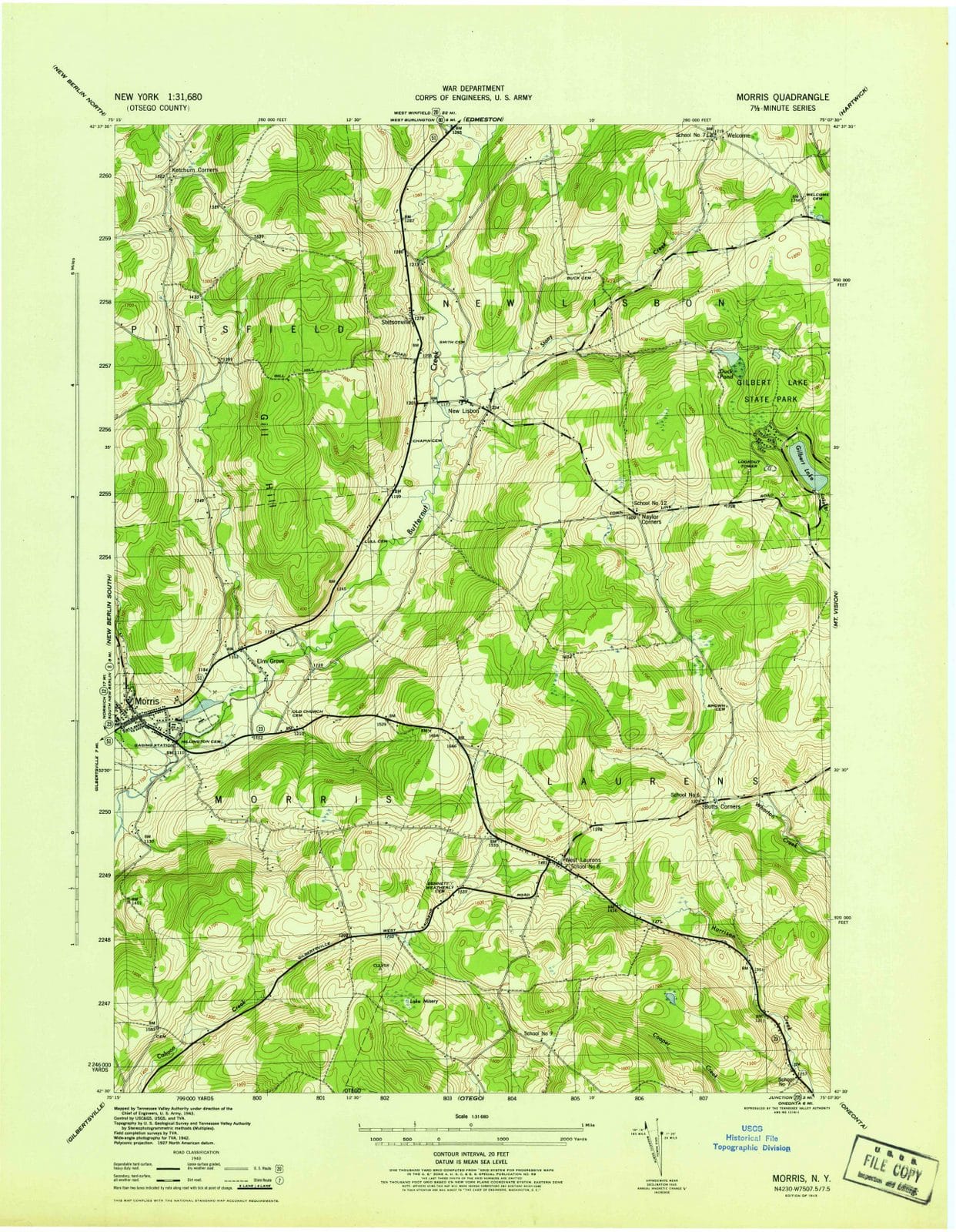 1945 Morris, NY - New York - USGS Topographic Map