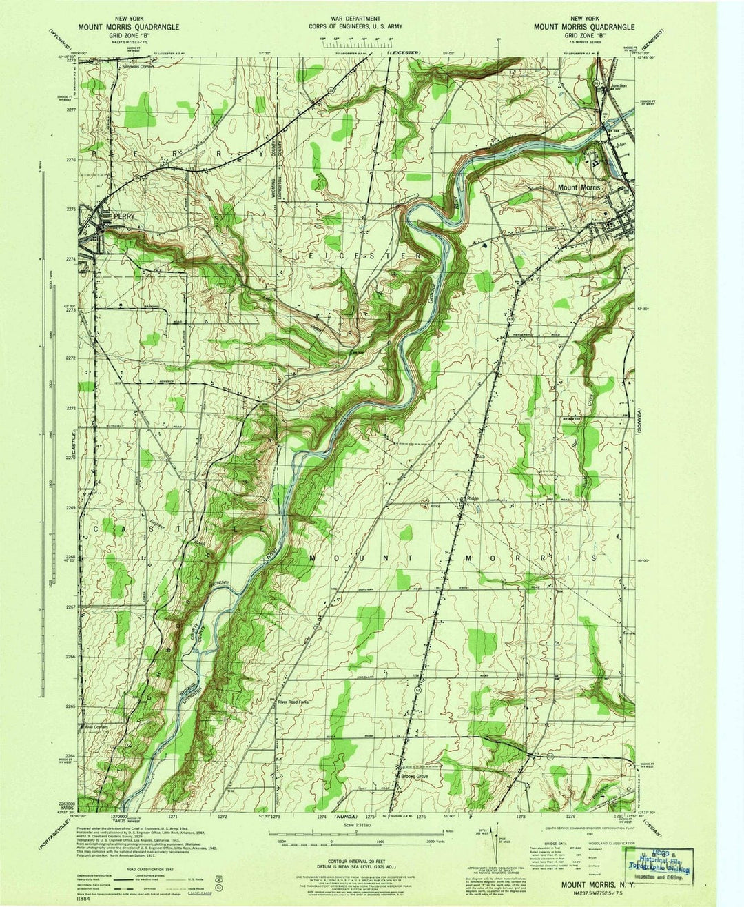 1944 Mount Morris, NY - New York - USGS Topographic Map