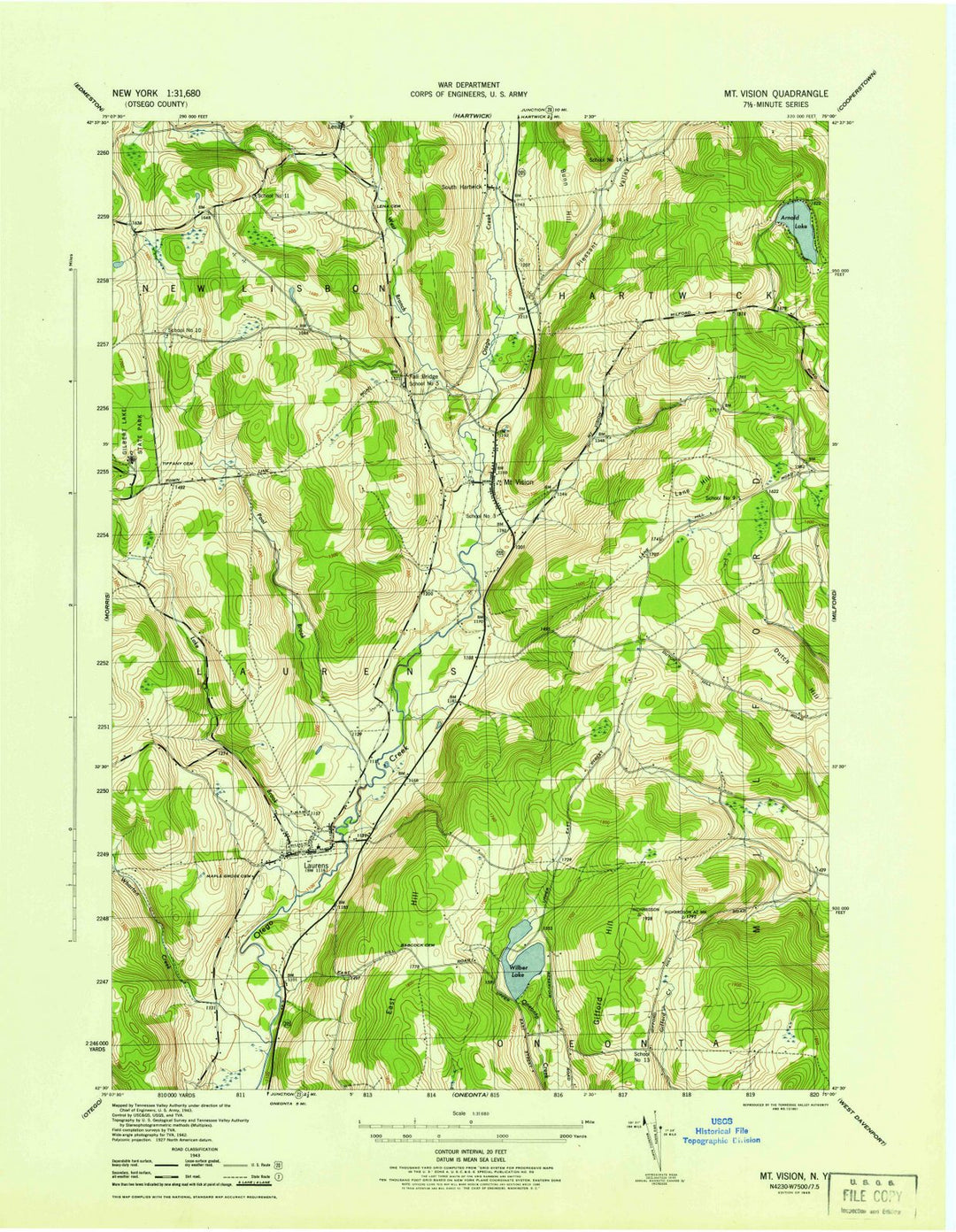 1945 Mt Vision, NY - New York - USGS Topographic Map