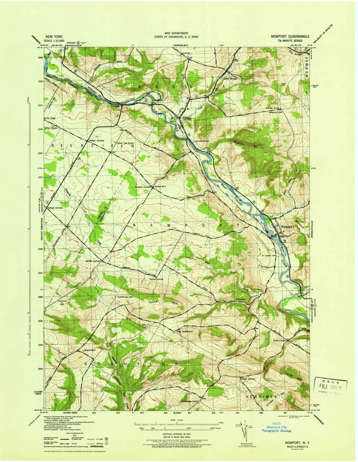 1945 Newport, NY - New York - USGS Topographic Map