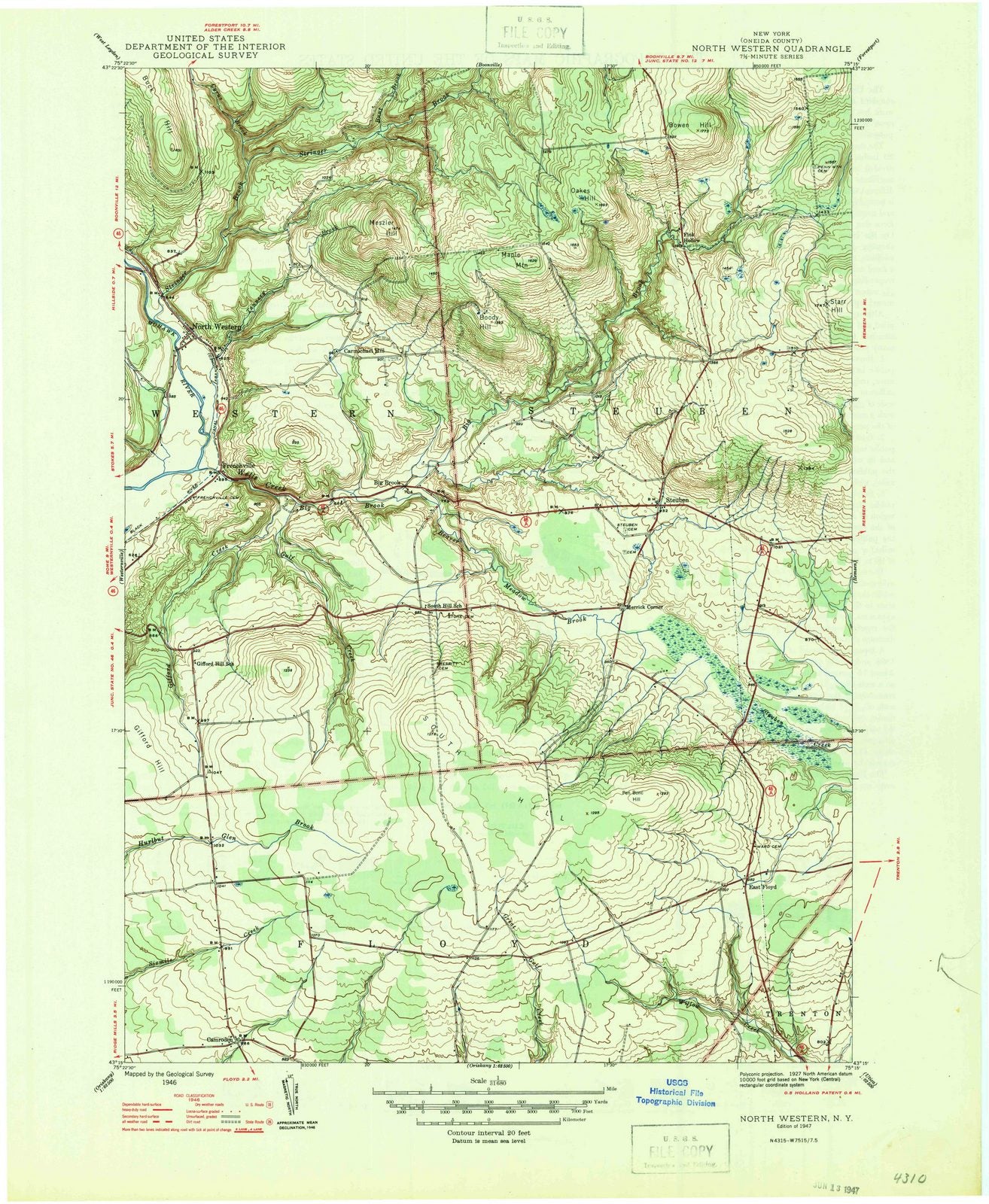 1947 North Western, NY - New York - USGS Topographic Map