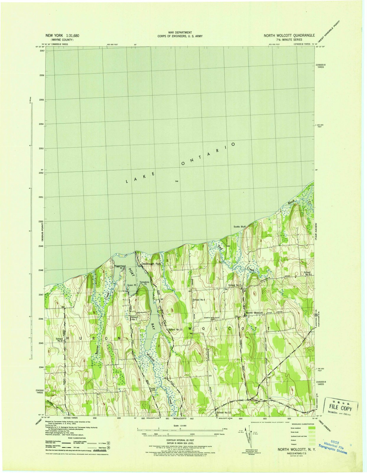 1943 North Wolcott, NY - New York - USGS Topographic Map