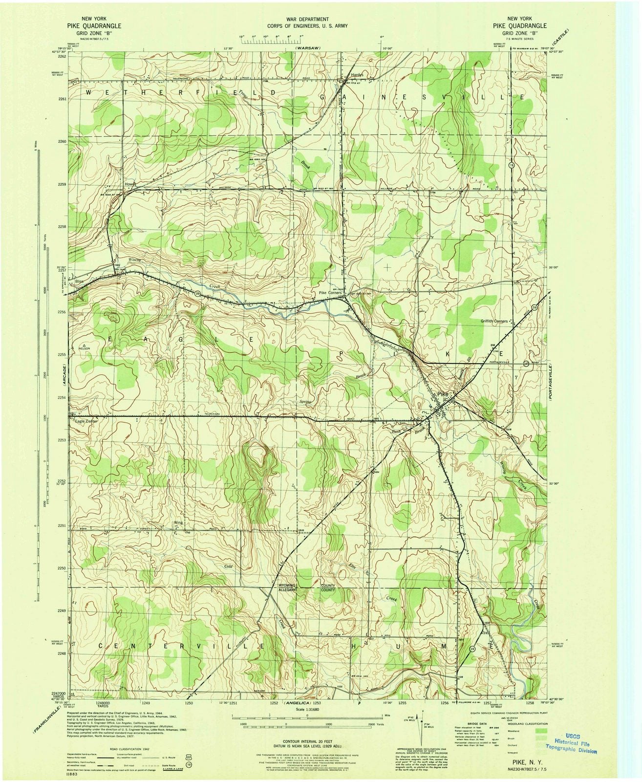 1944 Pike, NY - New York - USGS Topographic Map
