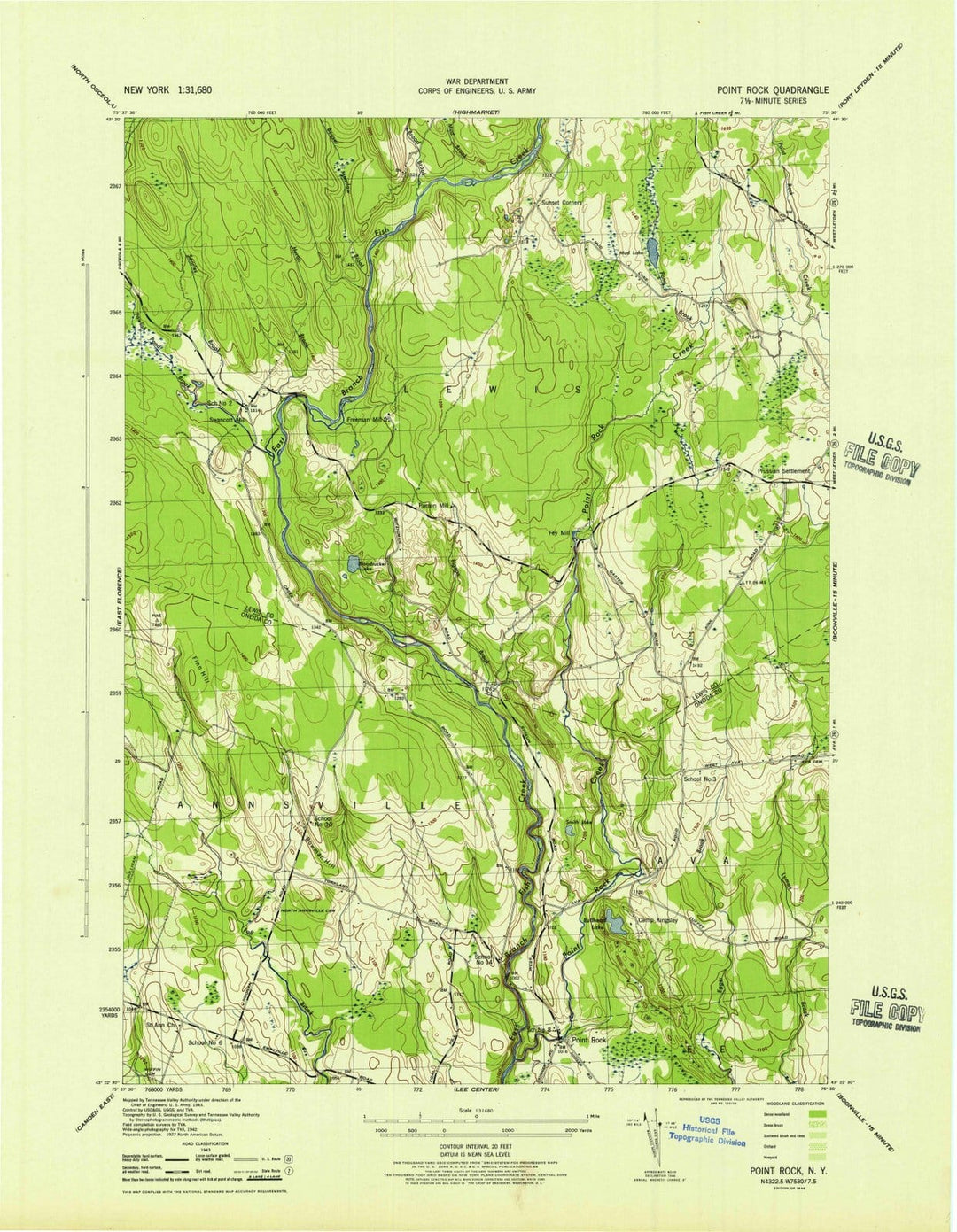 1944 Point Rock, NY - New York - USGS Topographic Map