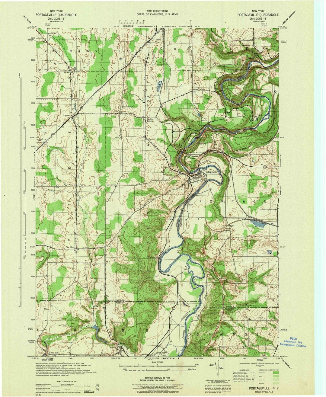 1944 Portageville, NY - New York - USGS Topographic Map