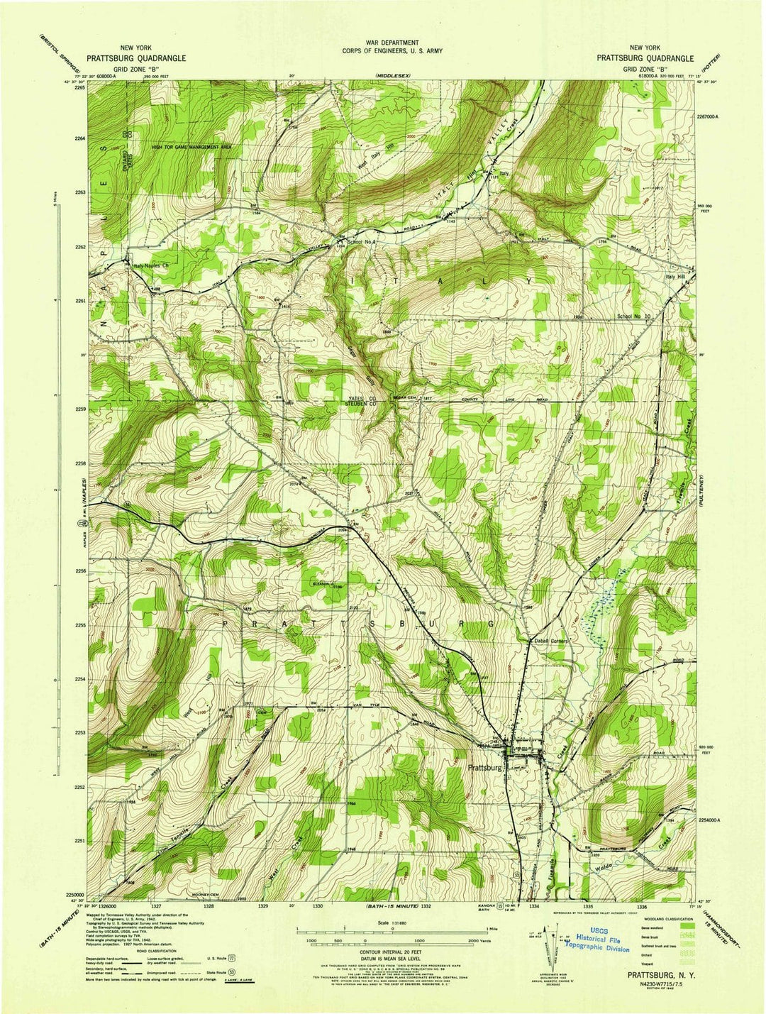 1942 Prattsburg, NY - New York - USGS Topographic Map v2