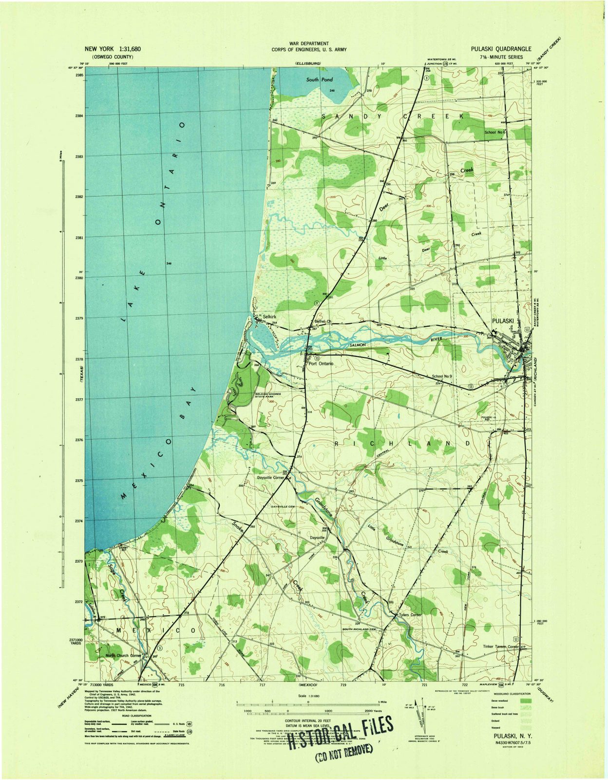1943 Pulaski, NY - New York - USGS Topographic Map