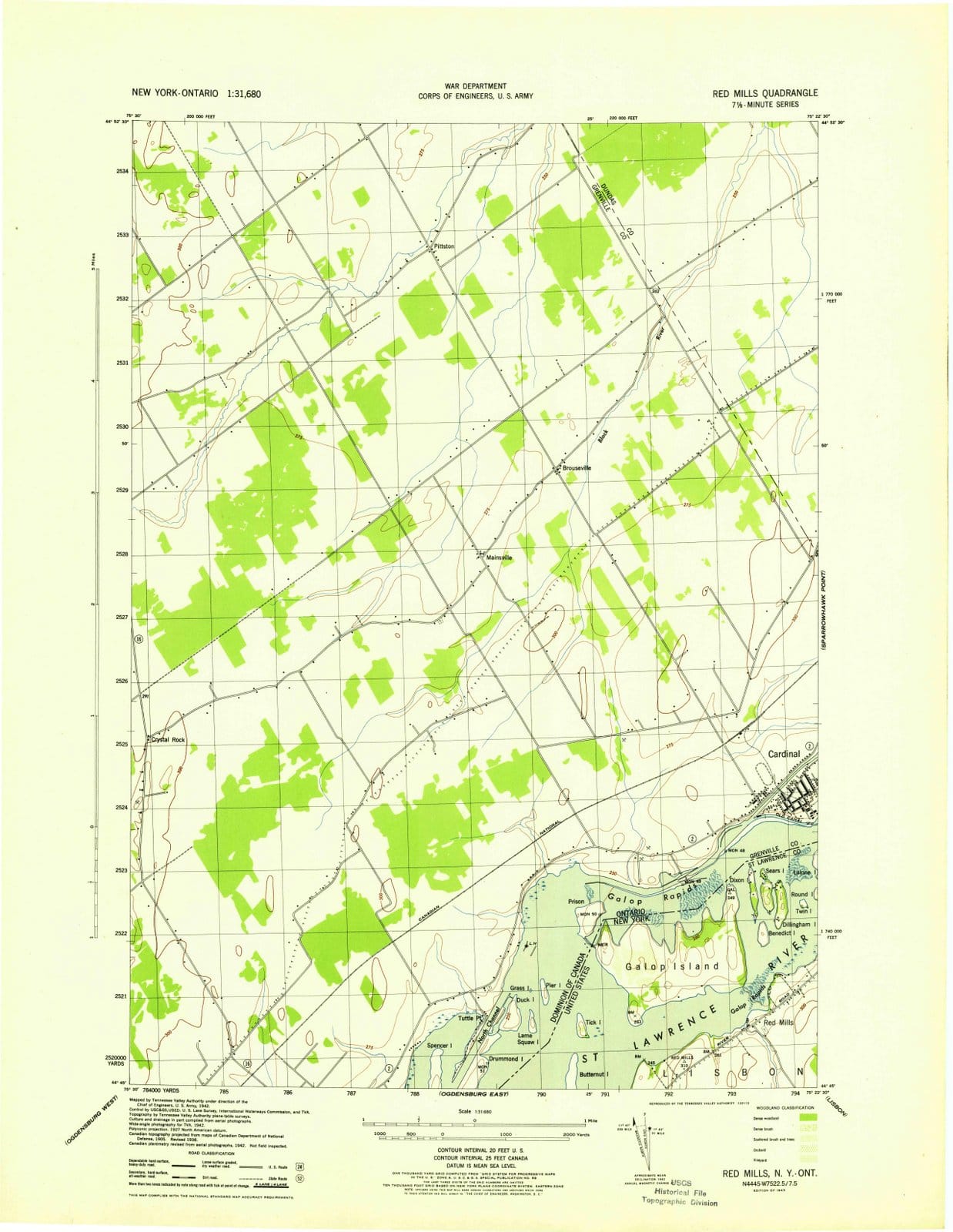 1943 Red Mills, NY - New York - USGS Topographic Map