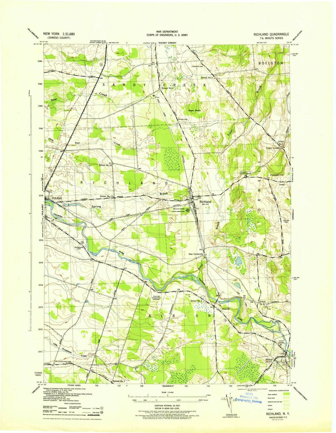 1943 Richland, NY - New York - USGS Topographic Map