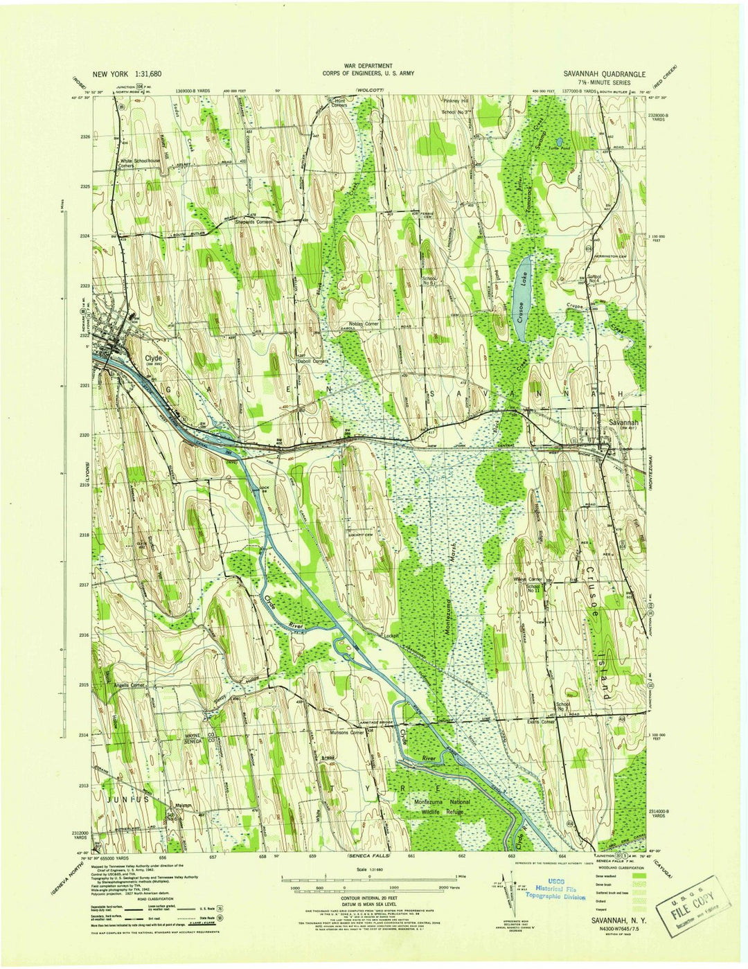 1943 Savannah, NY - New York - USGS Topographic Map