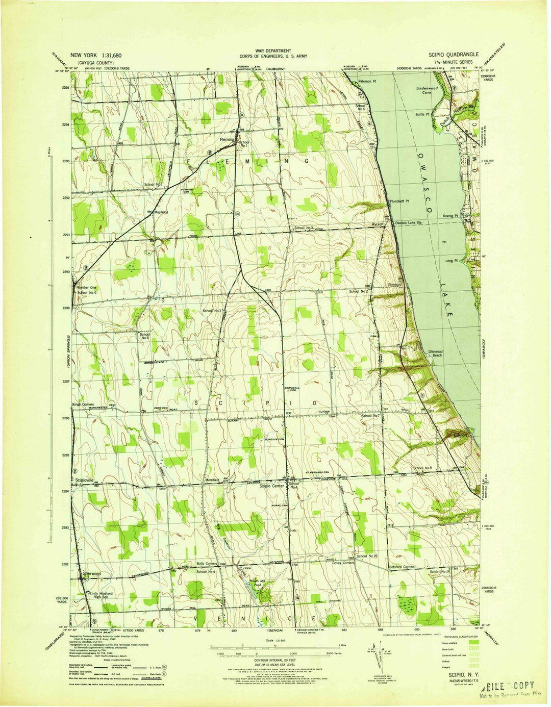 1943 Scipio, NY - New York - USGS Topographic Map