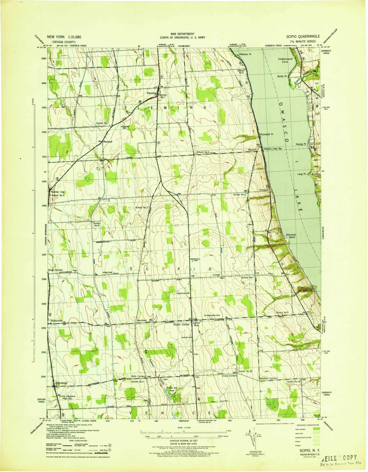 1943 Scipio, NY - New York - USGS Topographic Map