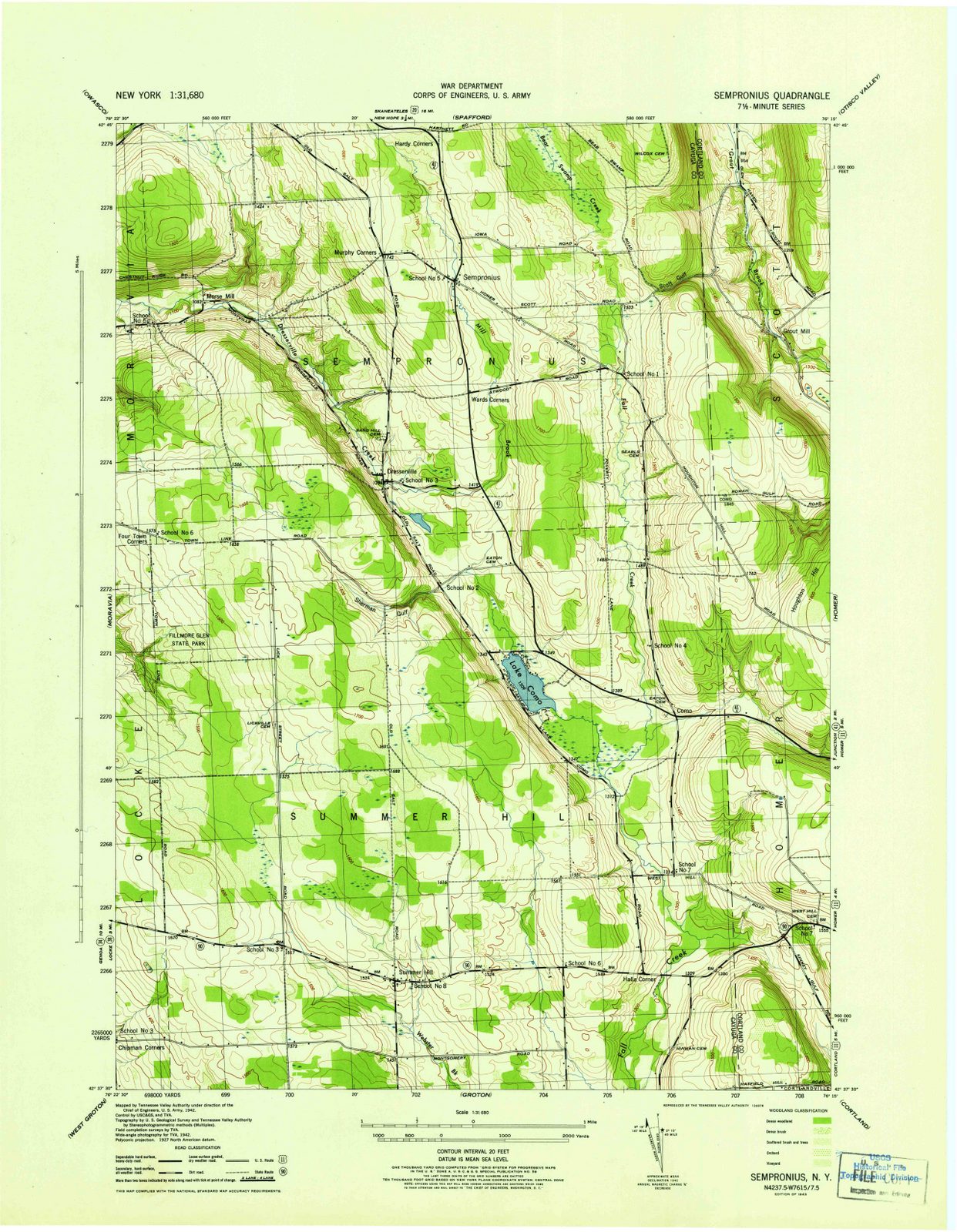 1943 Sempronius, NY - New York - USGS Topographic Map