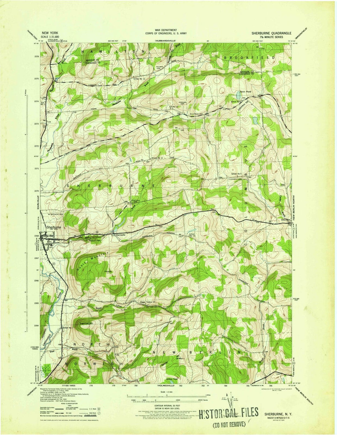 1945 Sherburne, NY - New York - USGS Topographic Map