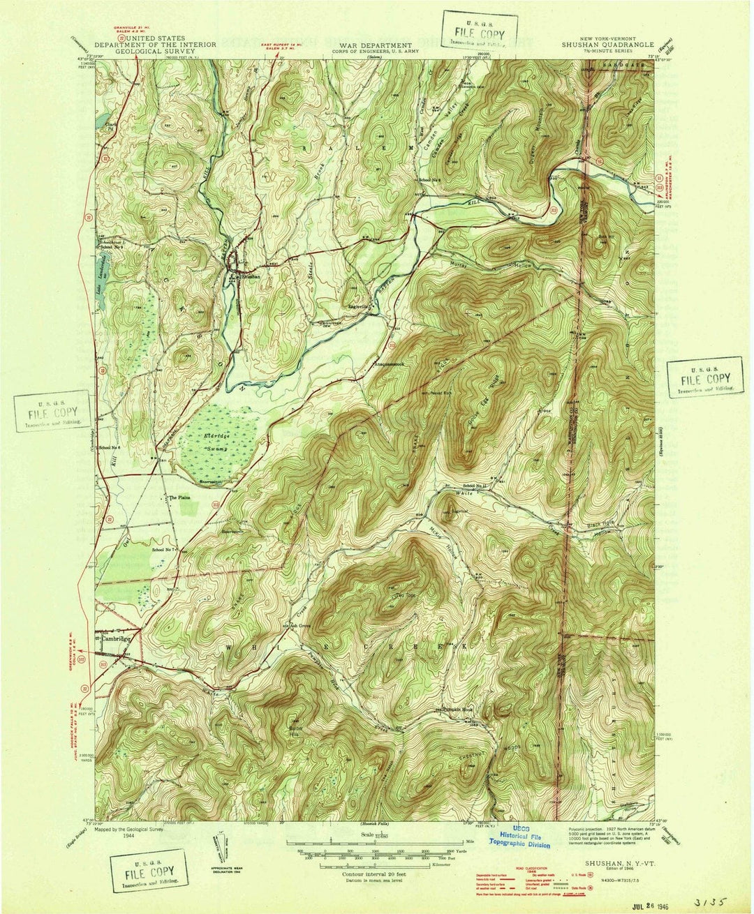 1946 Shushan, NY - New York - USGS Topographic Map