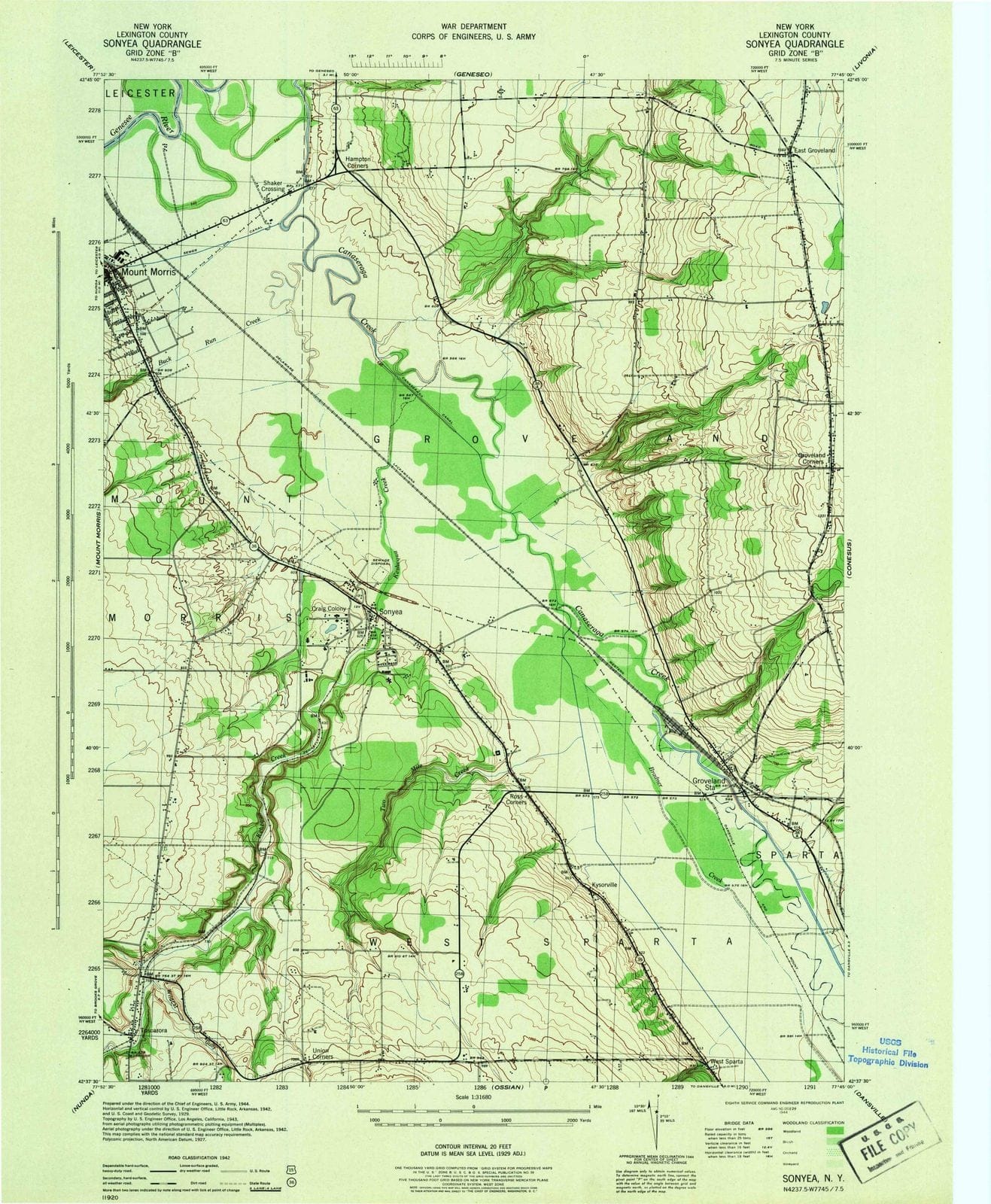 1944 Sonyea, NY - New York - USGS Topographic Map
