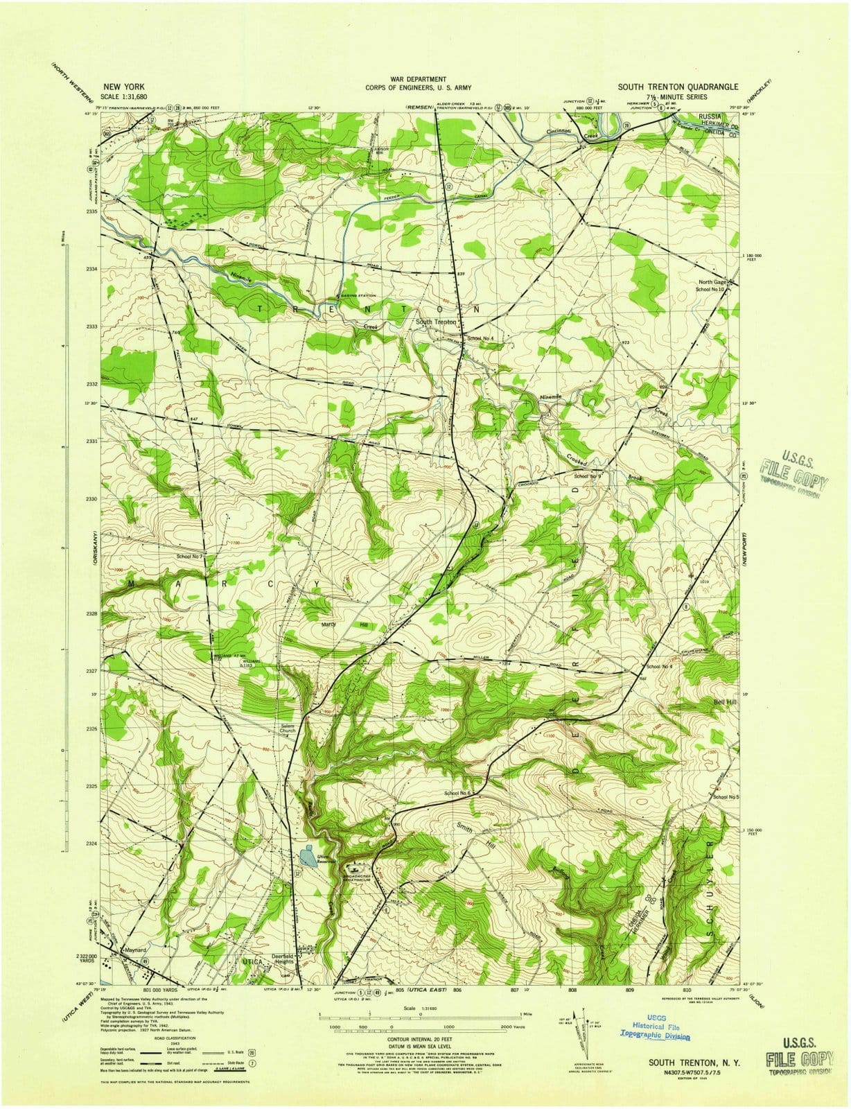 1945 South Trenton, NY - New York - USGS Topographic Map