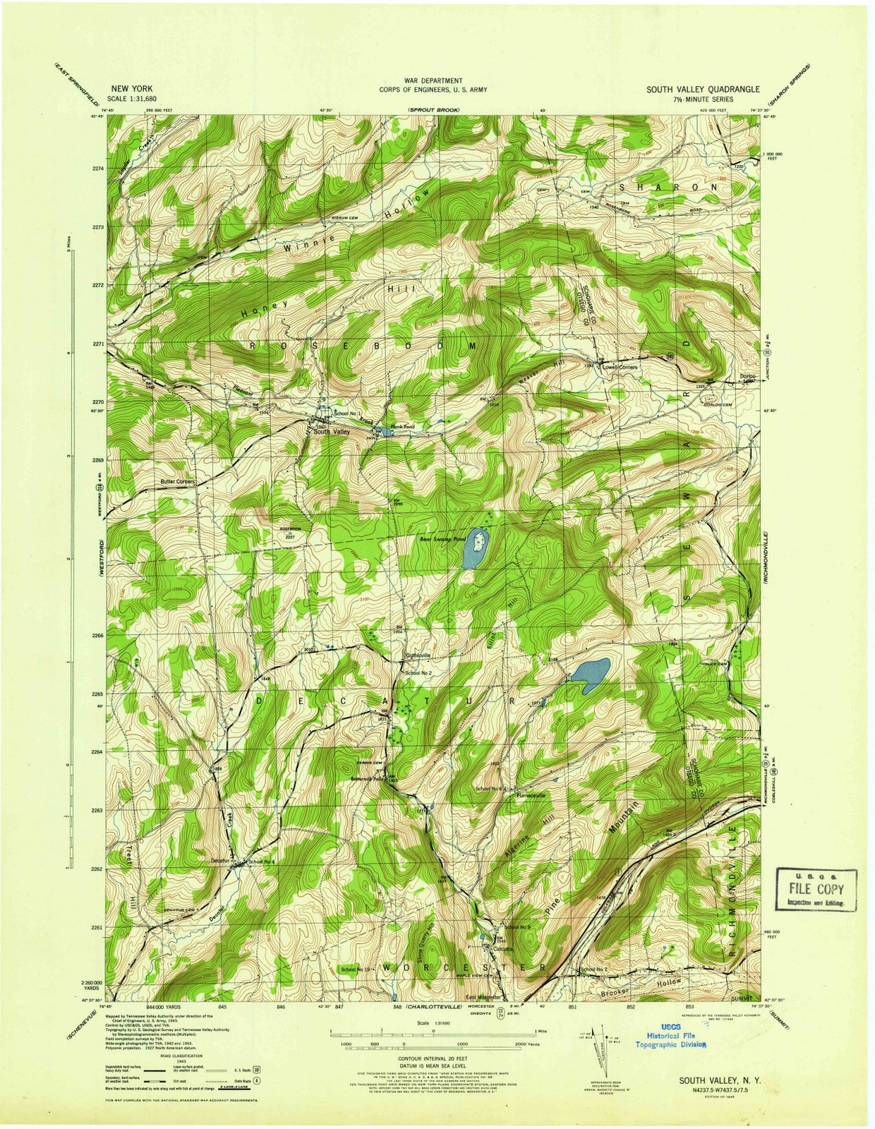 1945 South Valley, NY - New York - USGS Topographic Map