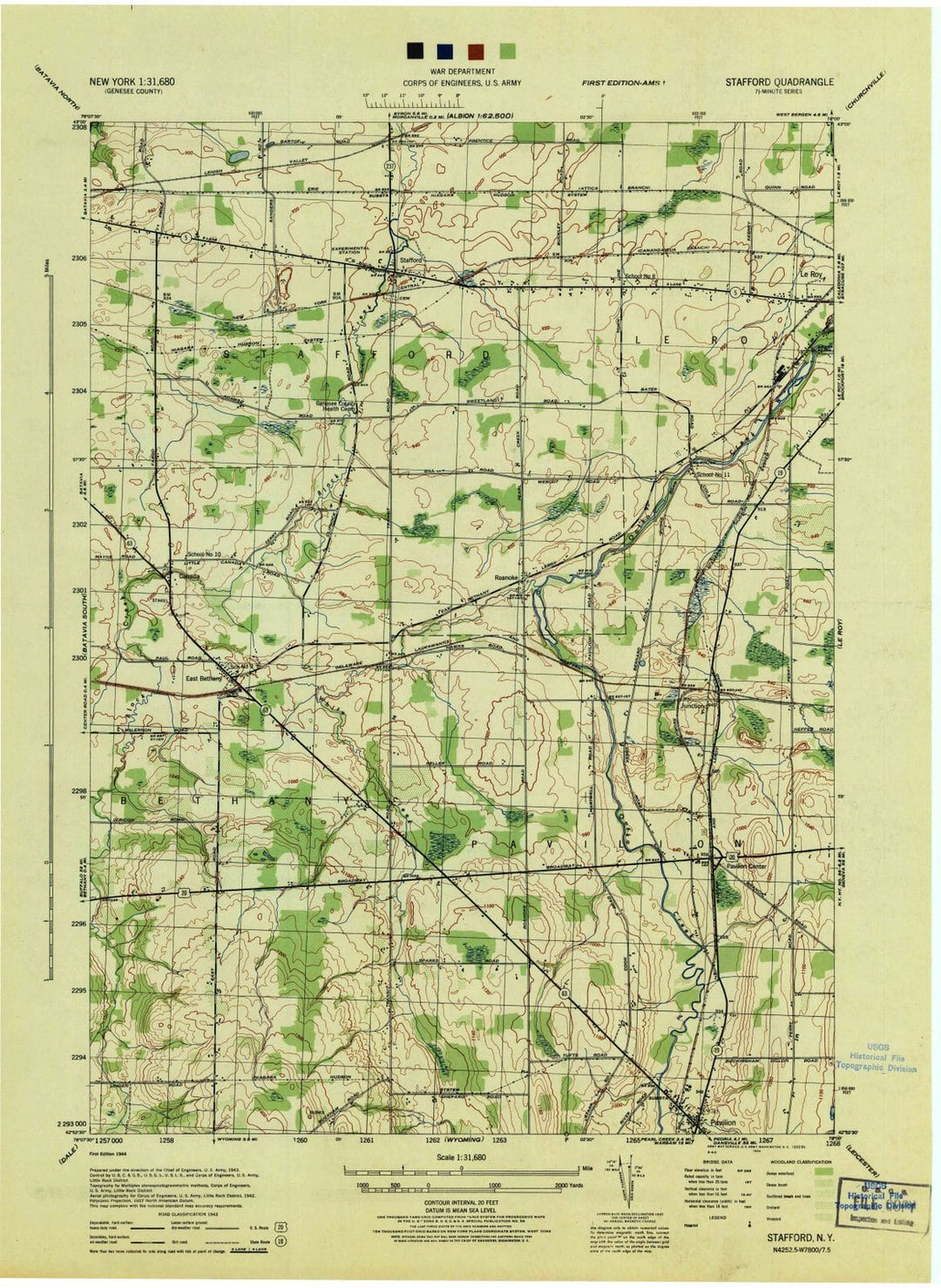1944 Stafford, NY - New York - USGS Topographic Map