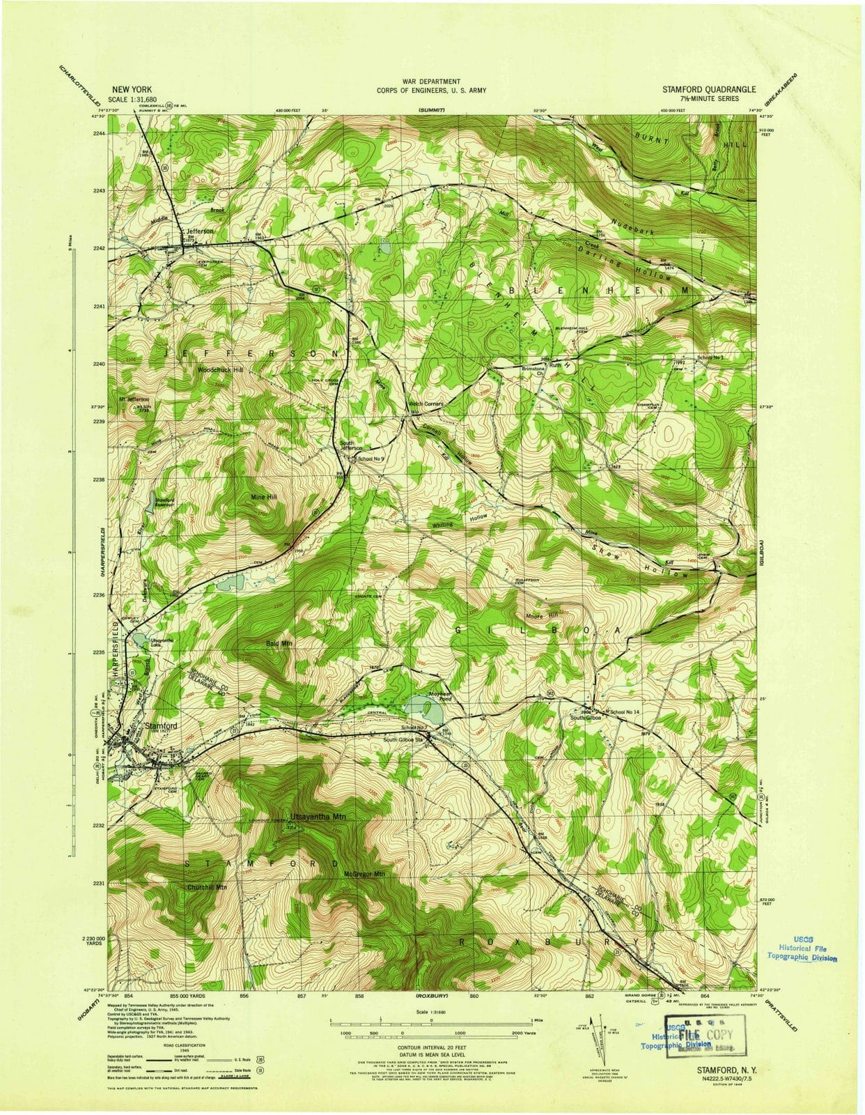 1946 Stamford, NY - New York - USGS Topographic Map