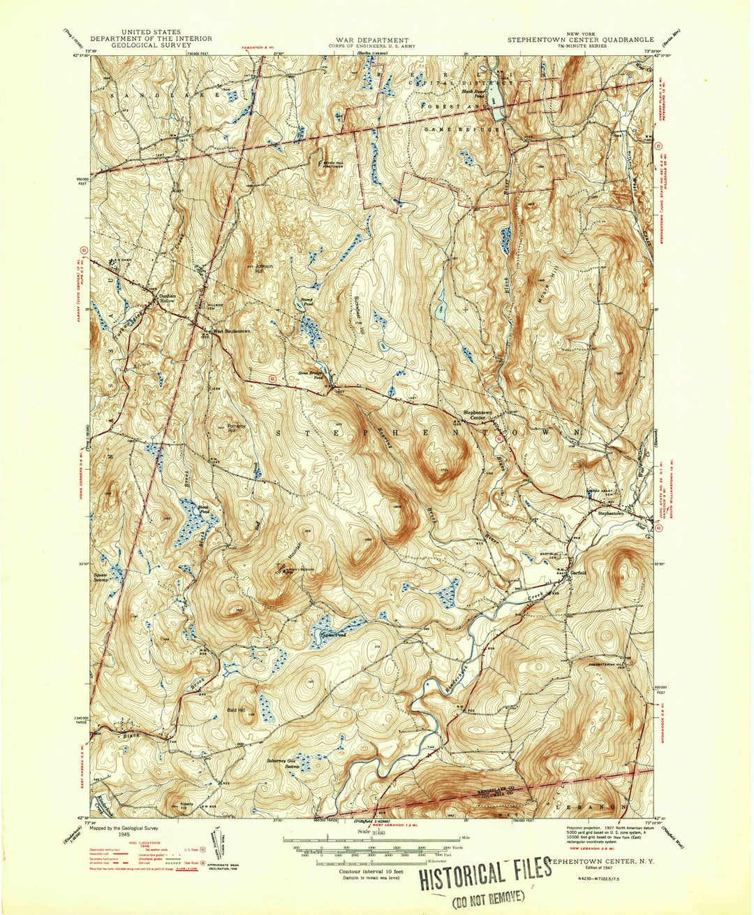 1947 Stephentown Center, NY - New York - USGS Topographic Map