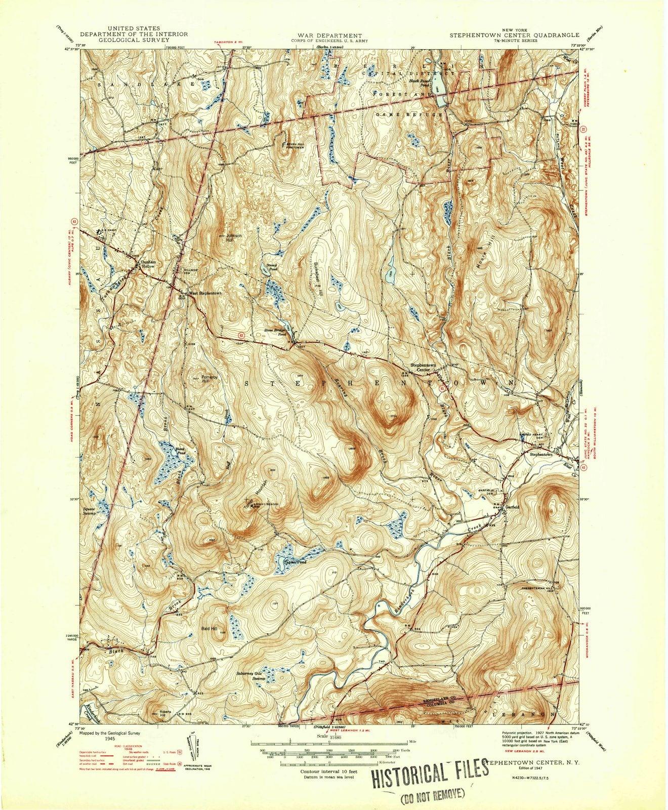 1947 Stephentown Center, NY - New York - USGS Topographic Map