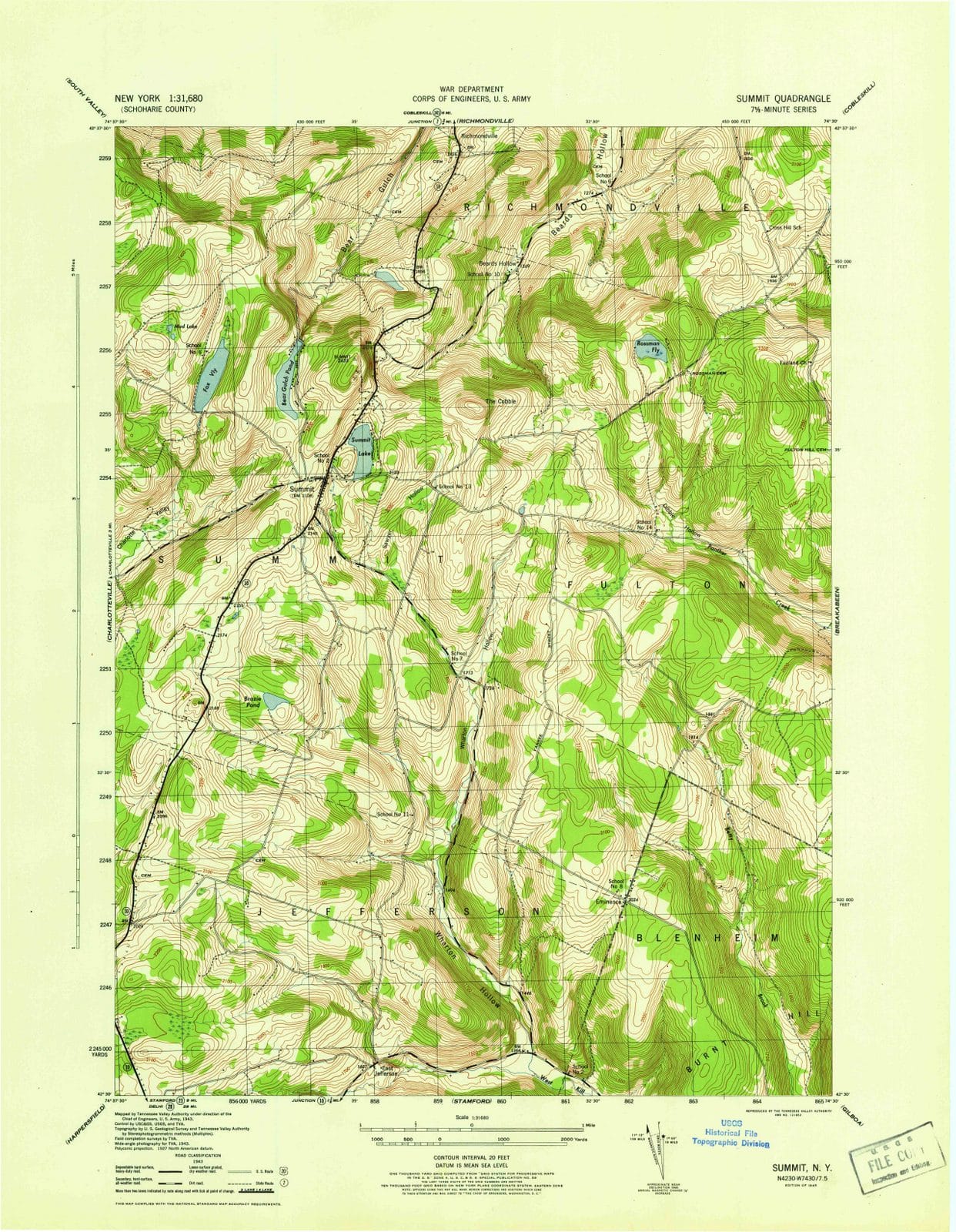 1945 Summit, NY - New York - USGS Topographic Map