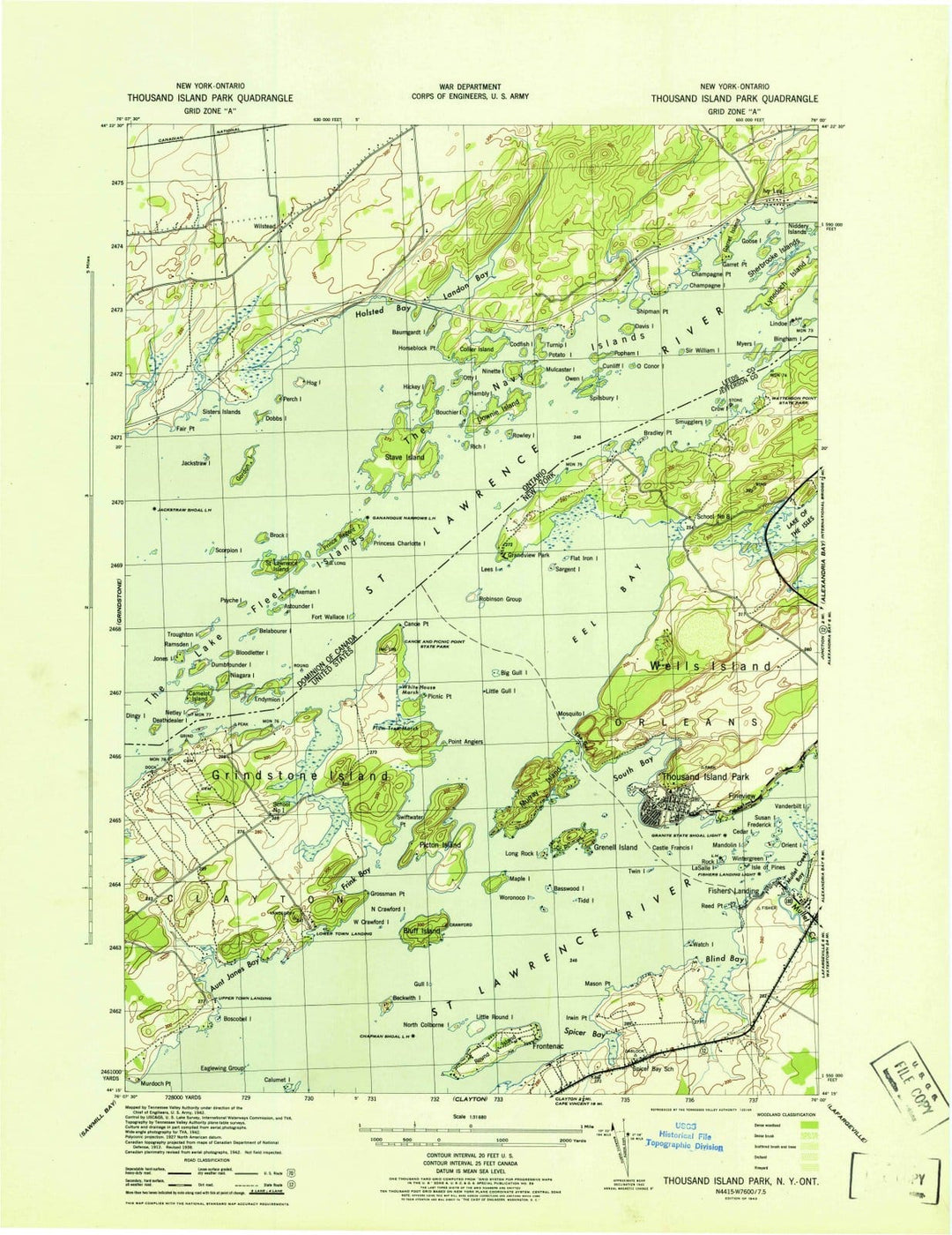 1943 Thousand Island Park, NY - New York - USGS Topographic Map