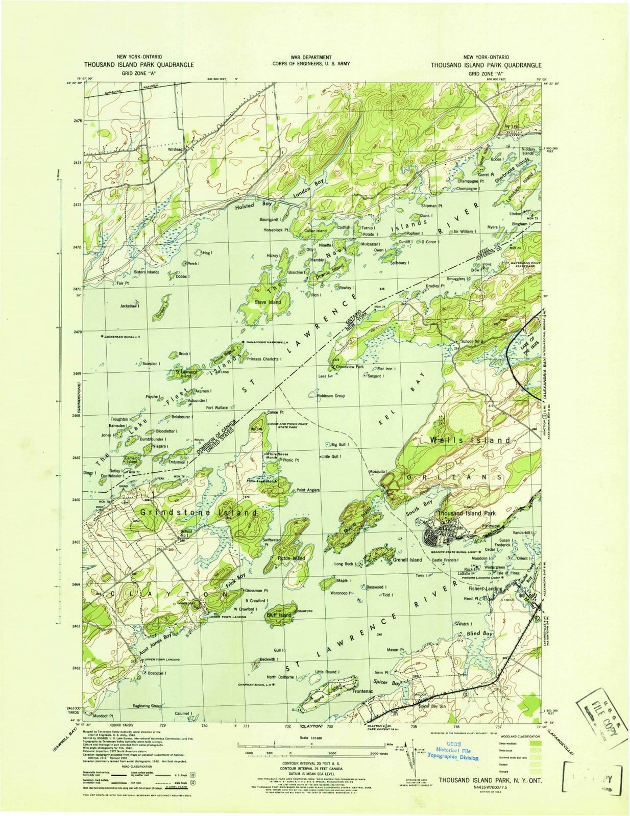 1943 Thousand Island Park, NY - New York - USGS Topographic Map