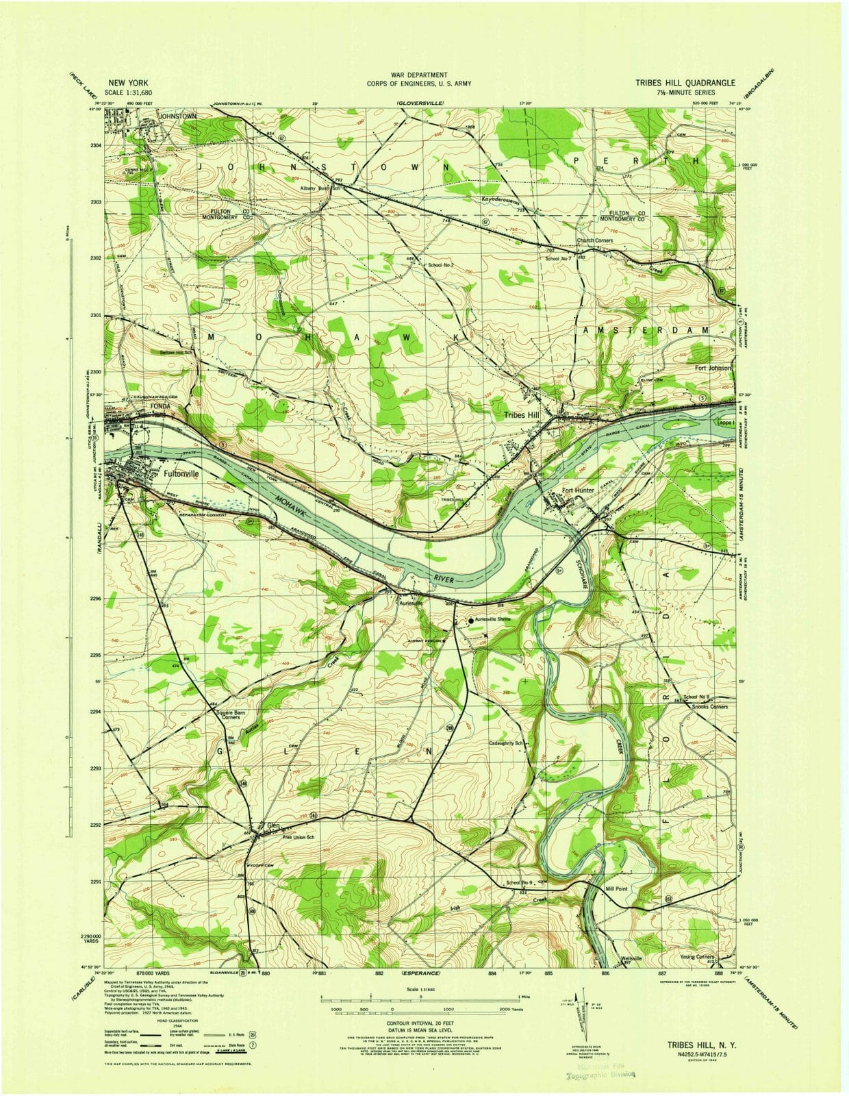 1946 Tribes Hill, NY - New York - USGS Topographic Map