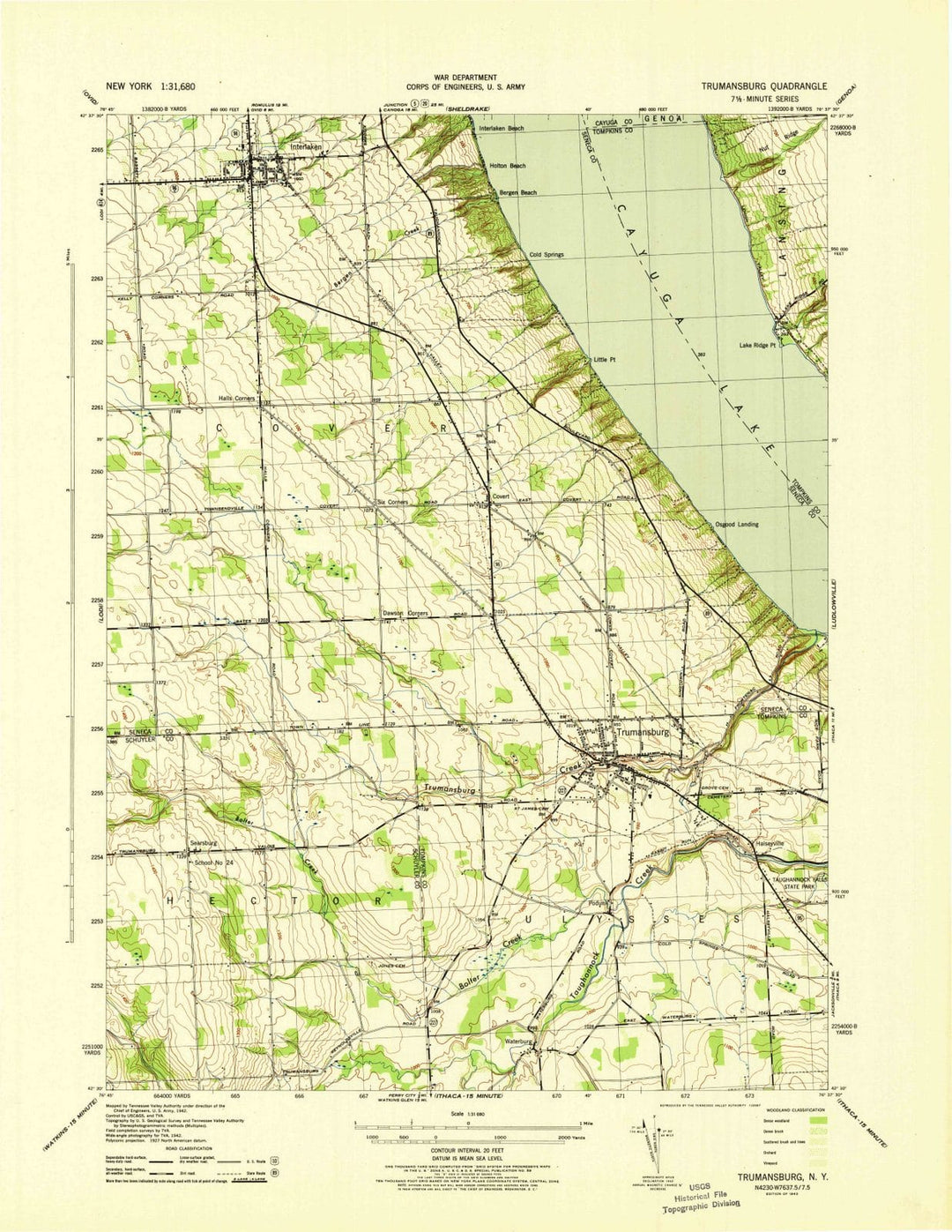 1943 Trumansburg, NY - New York - USGS Topographic Map