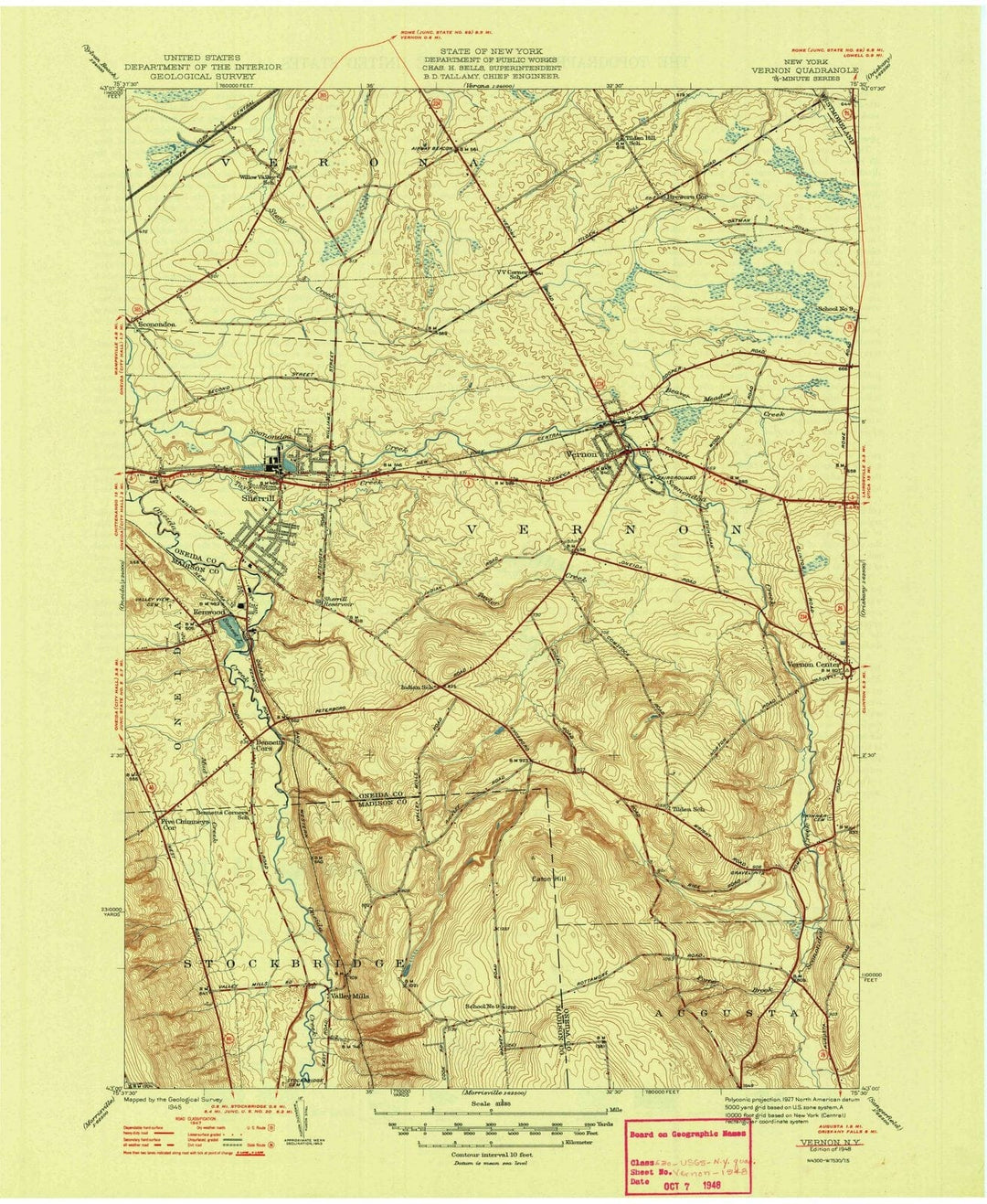 1948 Vernon, NY - New York - USGS Topographic Map
