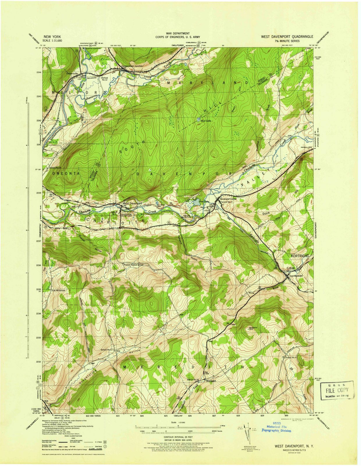 1945 Westavenport, NY - New York - USGS Topographic Map