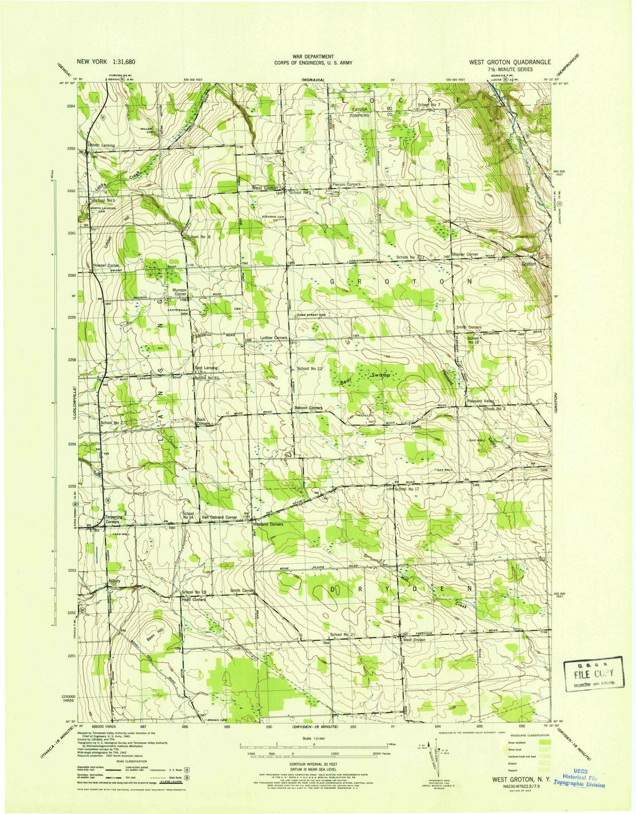 1943 West Groton, NY - New York - USGS Topographic Map v2