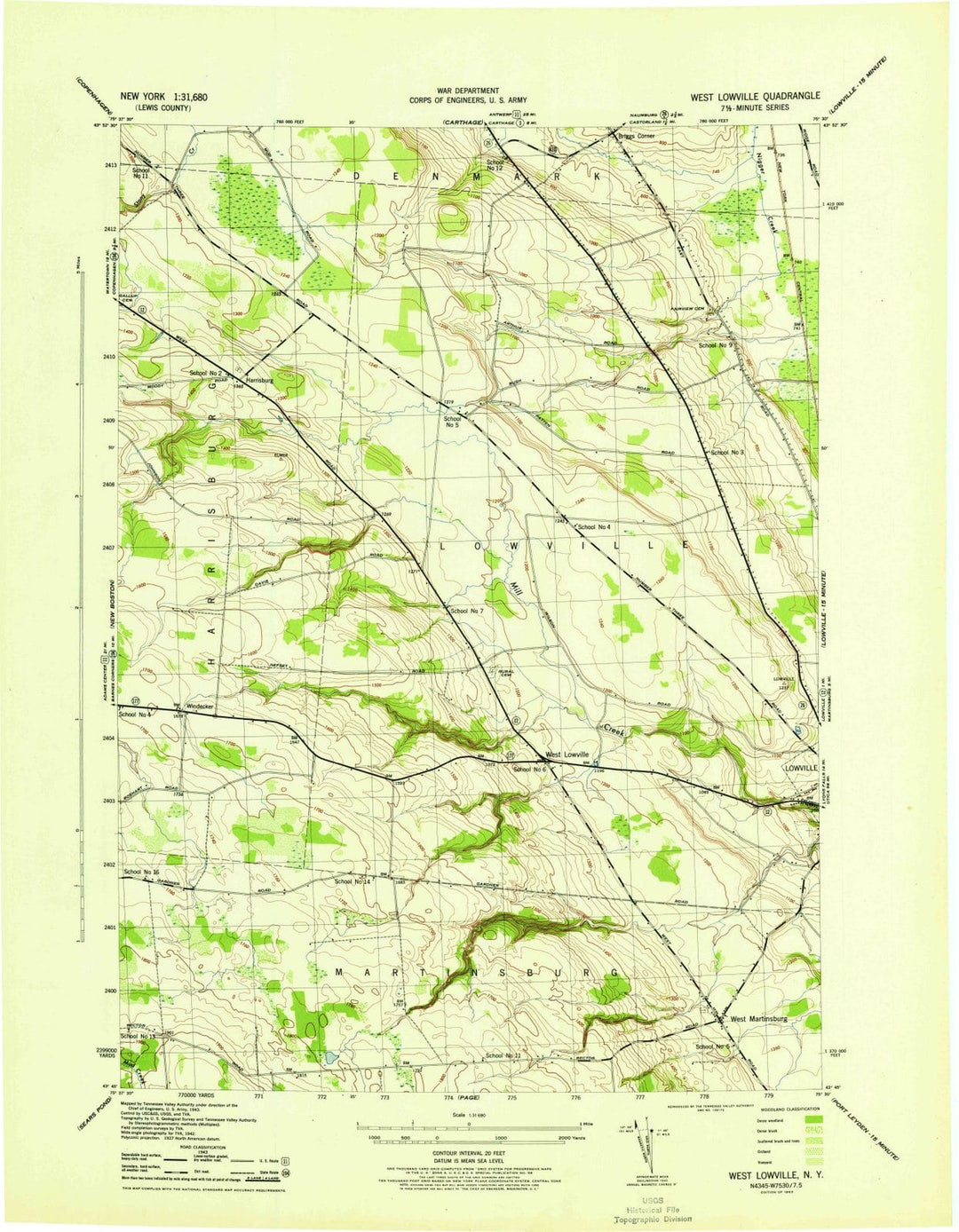 1943 West Lowville, NY - New York - USGS Topographic Map v2