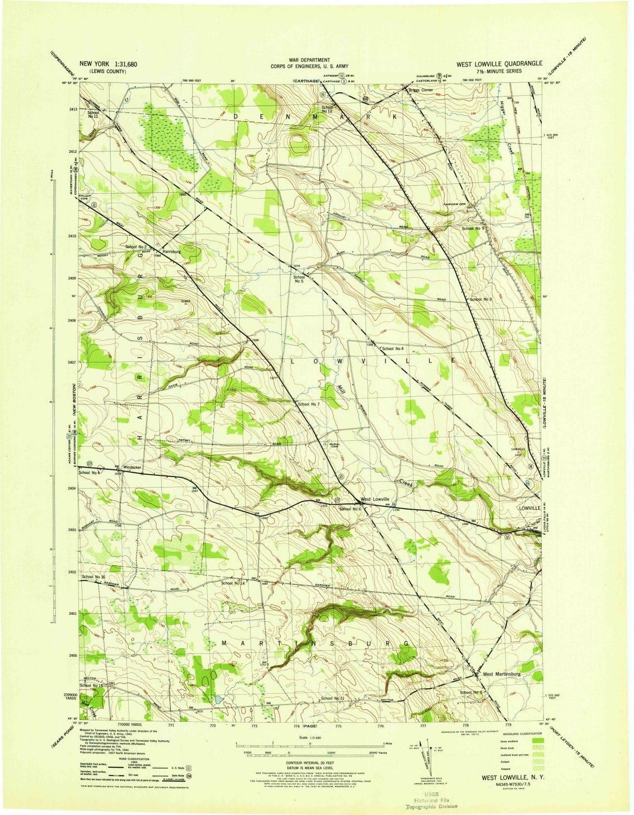 1943 West Lowville, NY - New York - USGS Topographic Map v2