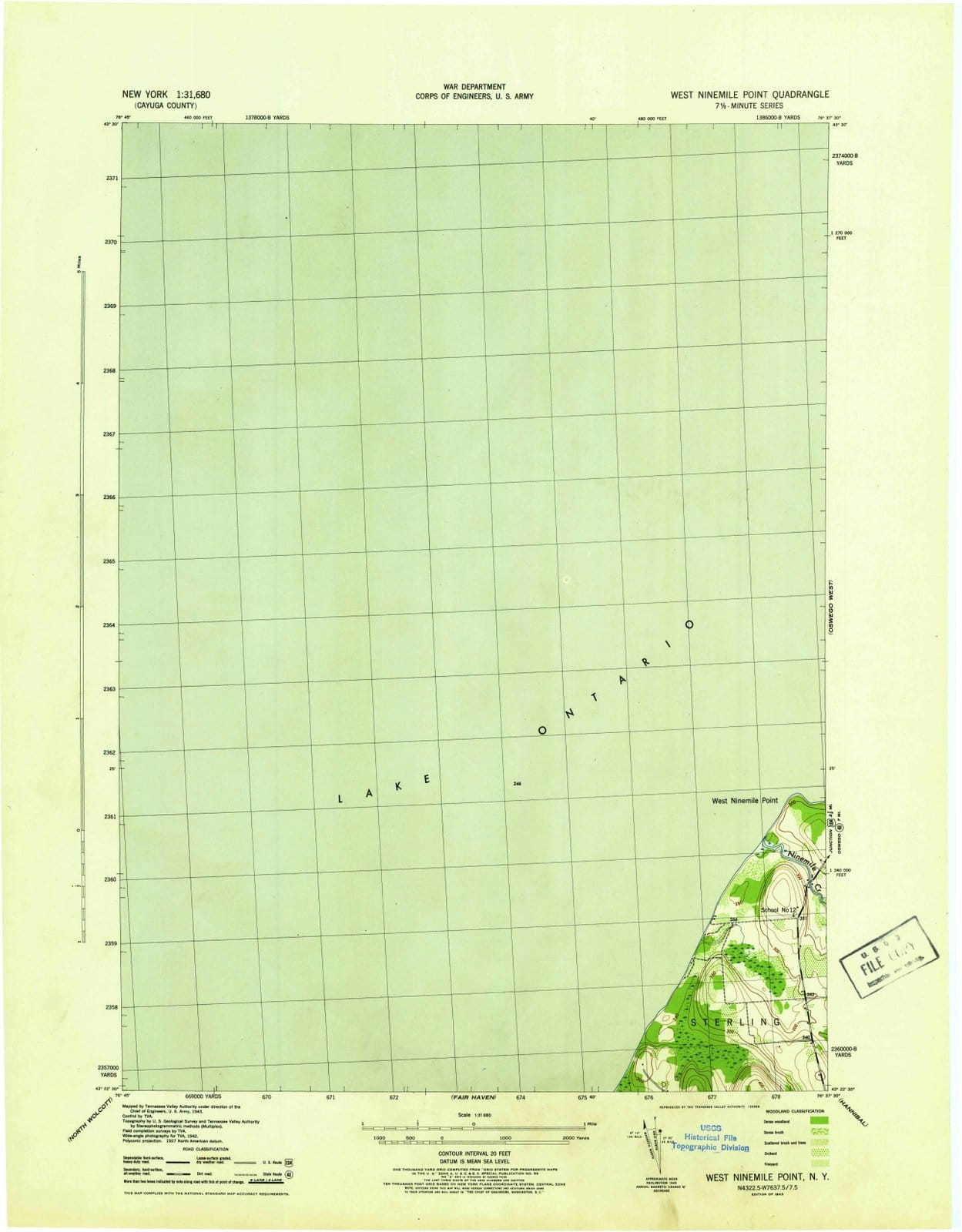 1943 West Ninemile Point, NY - New York - USGS Topographic Map