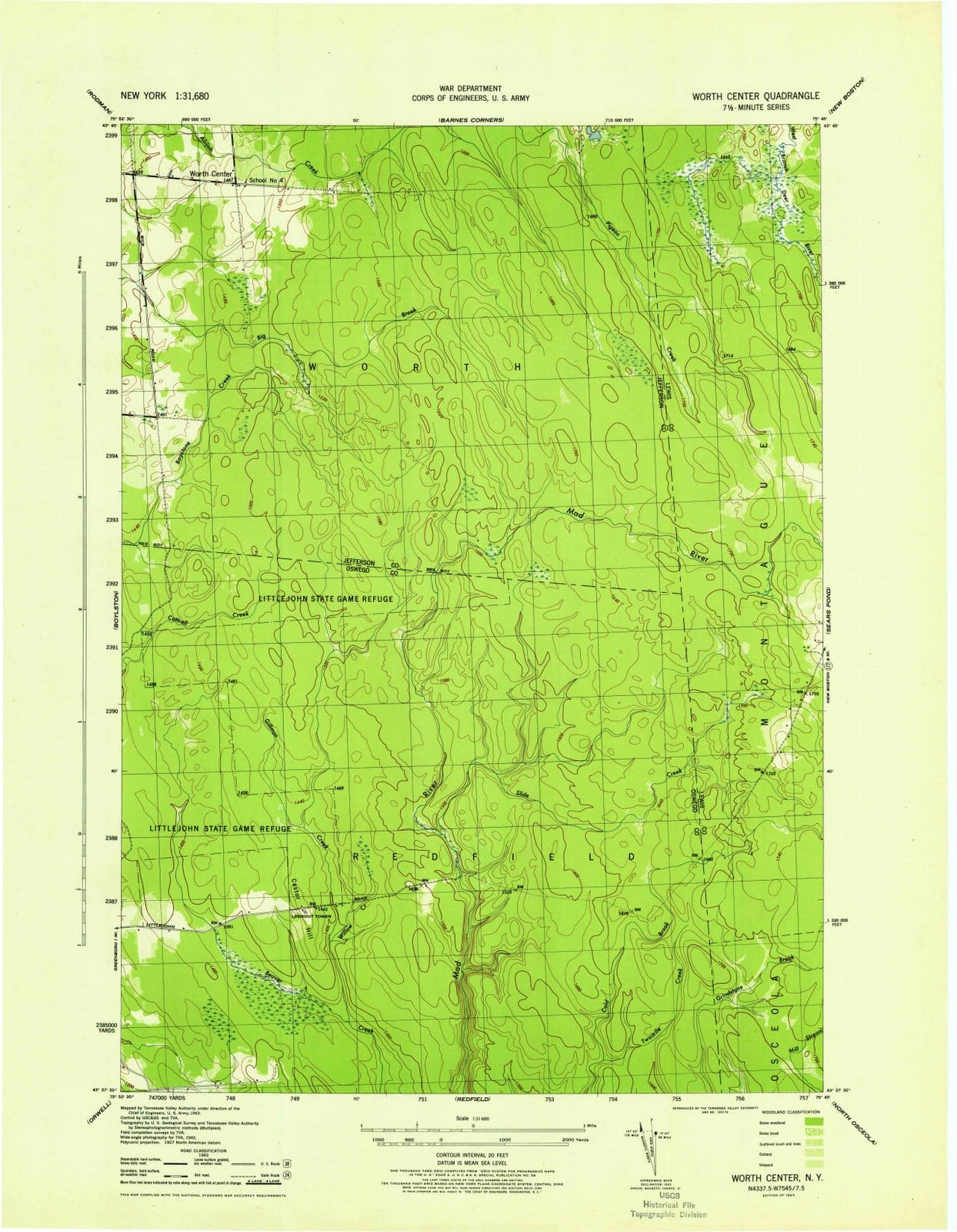 1943 Worth Center, NY - New York - USGS Topographic Map