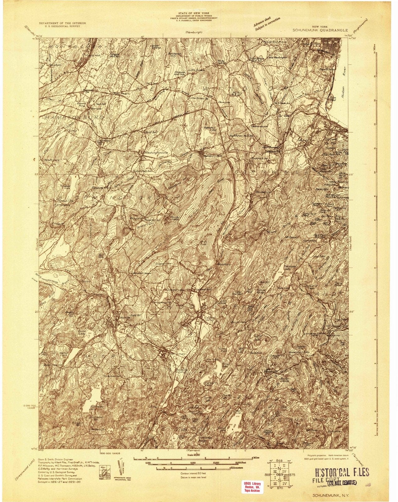 1930 Schunemunk, NY - New York - USGS Topographic Map